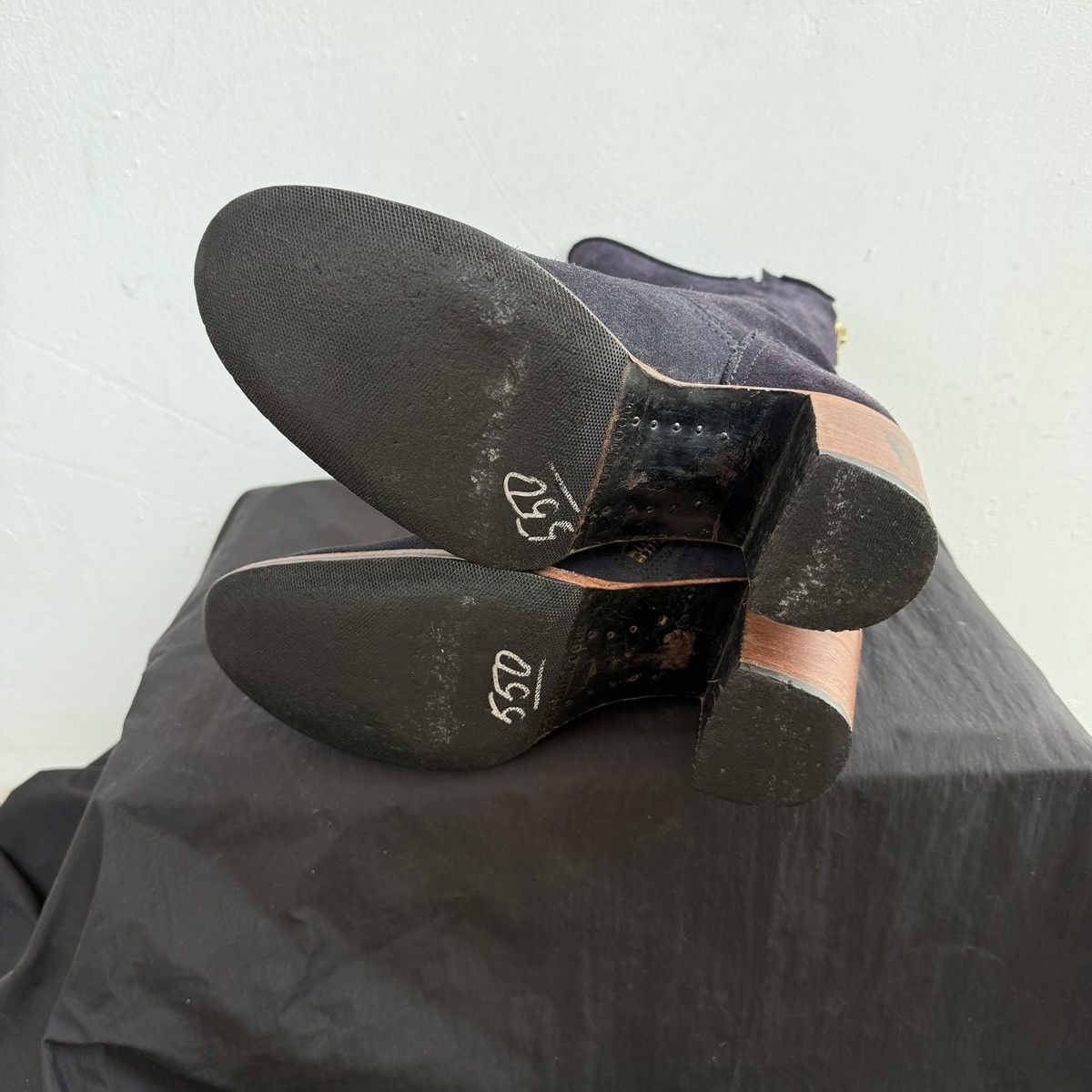 Other Primeboots Hand Made Suede Navy Asymetric Zip Boots Size US 8 / IT 38 - 9 Thumbnail