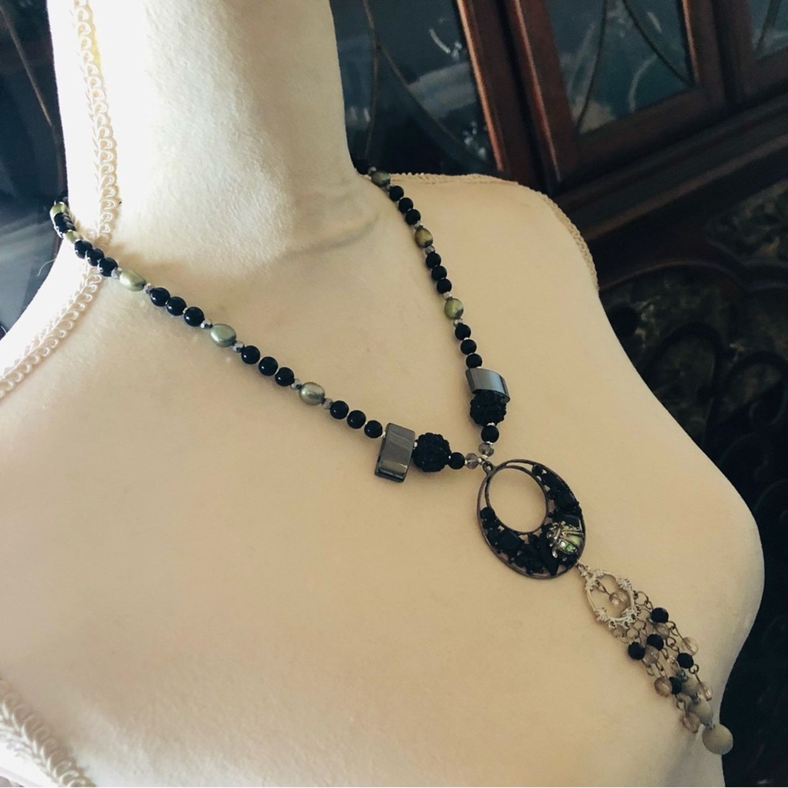 Handmade Handcrafted repurpose sage freshwater Pearl necklace Size ONE SIZE - 3 Thumbnail