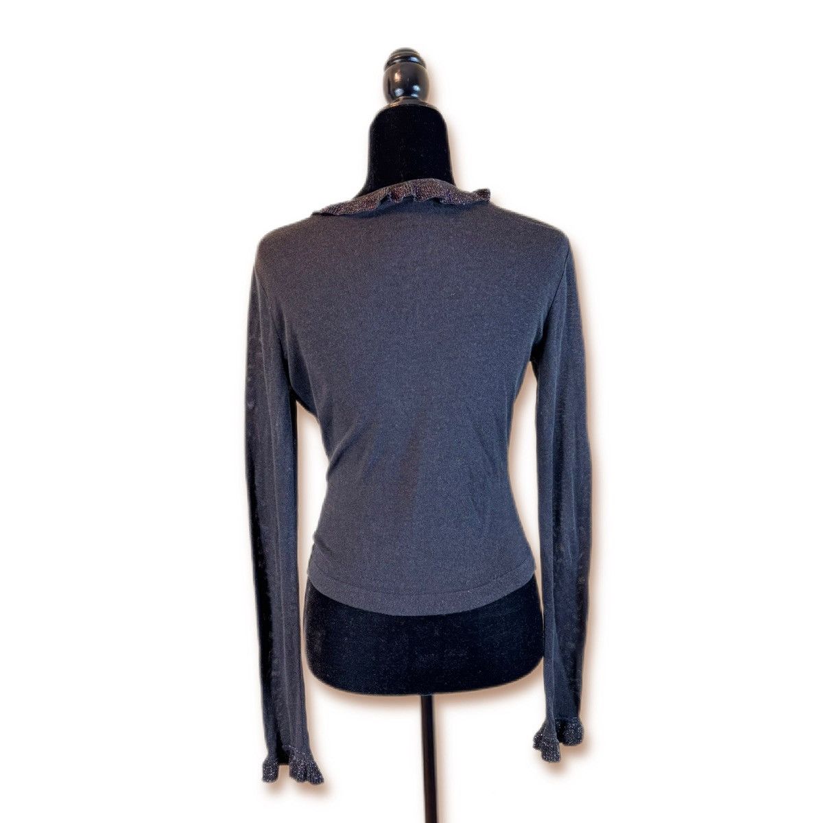 Dolce & Gabbana × Vintage Vintage Dolce Gabbana Elegant Ruffle Trim V-Neck Top Size S / US 4 / IT 40 - 2 Thumbnail