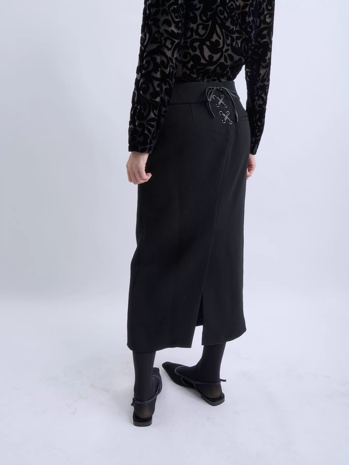 Tom Ford Tom Ford Double Belt High-Waist Wool Midi Skirt Size 26" / US 2 / IT 38 - 5 Thumbnail