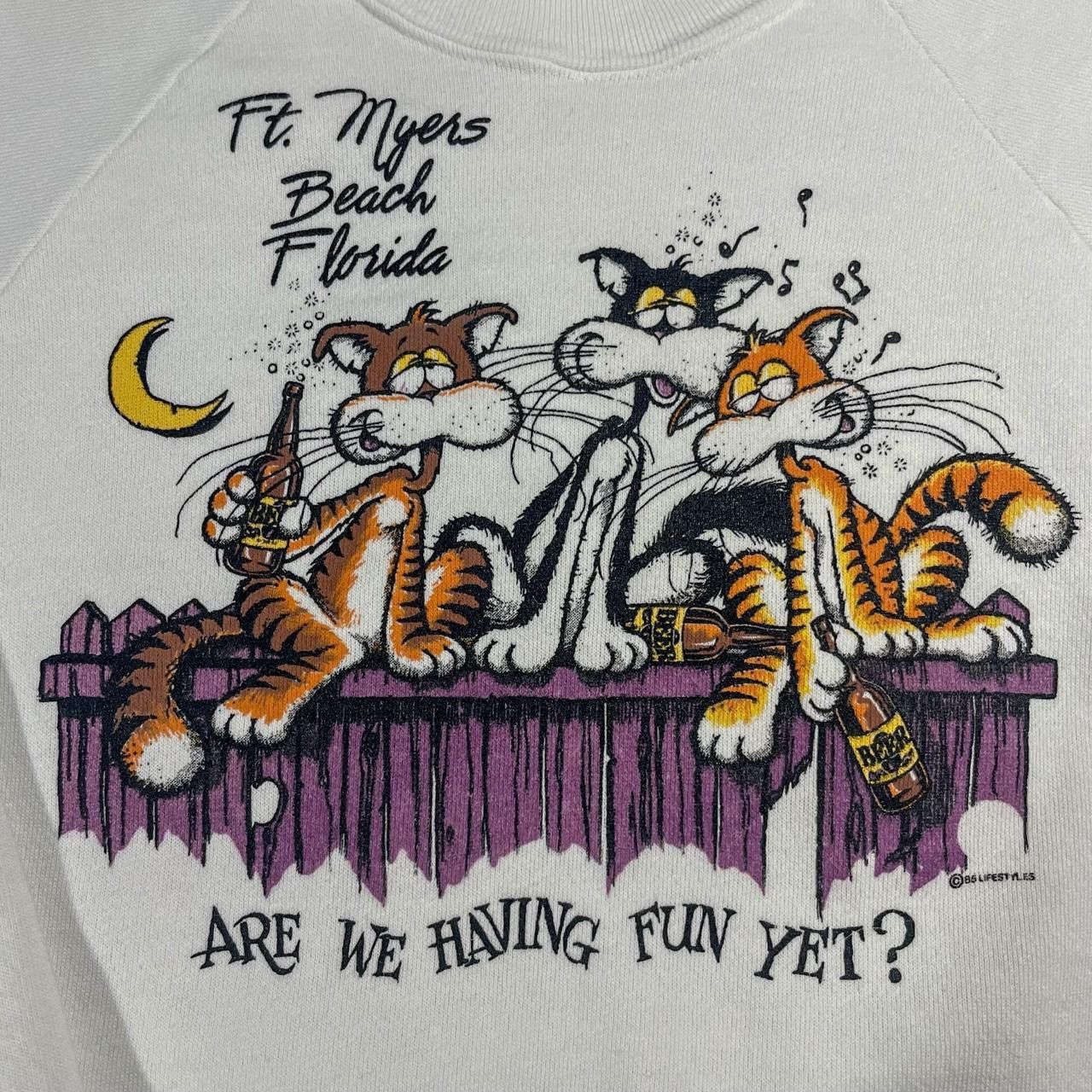 Anvil × Vintage Vintage 1985 Ft. Myers, Florida Drunk Cats Sweatshirt Size US S / EU 44-46 / 1 - 4 Thumbnail