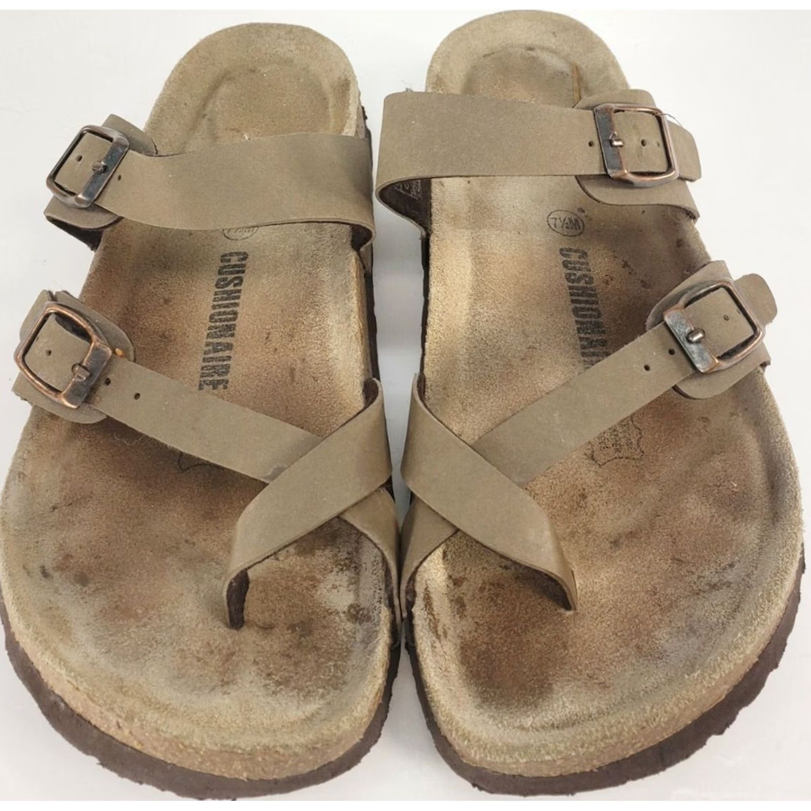 Vintage Cushionaire Luna Taupe Cork Footbed Sandal Women's 7.5M Buckles Casual Summer Size US 8 / IT 38 - 3 Thumbnail