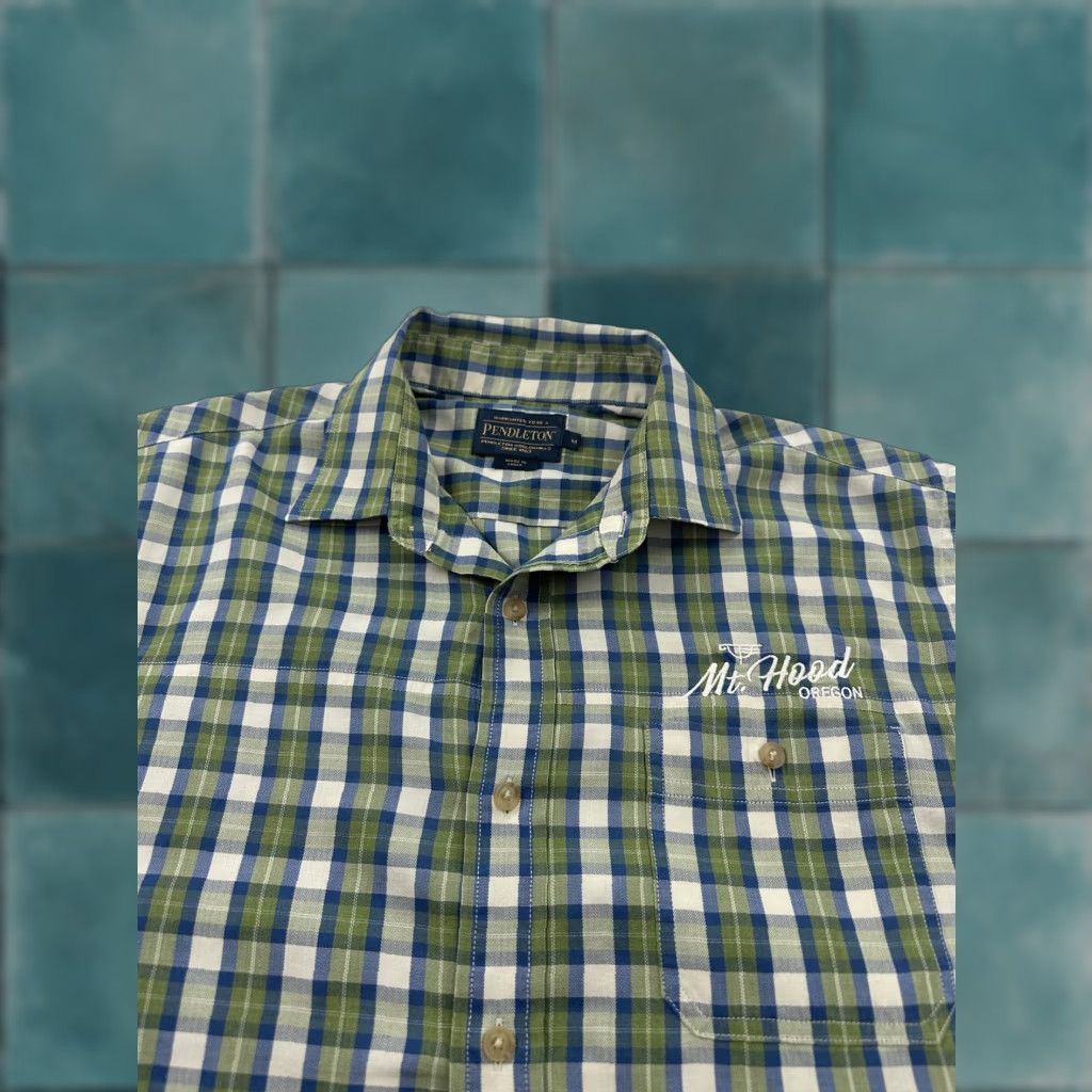 Pendleton Pendleton Shirt Mens Medium Green Blue Plaid Mt Hood Oregon Short Sleeve Outdoor Shirt Size US M / EU 48-50 / 2 - 1 Thumbnail