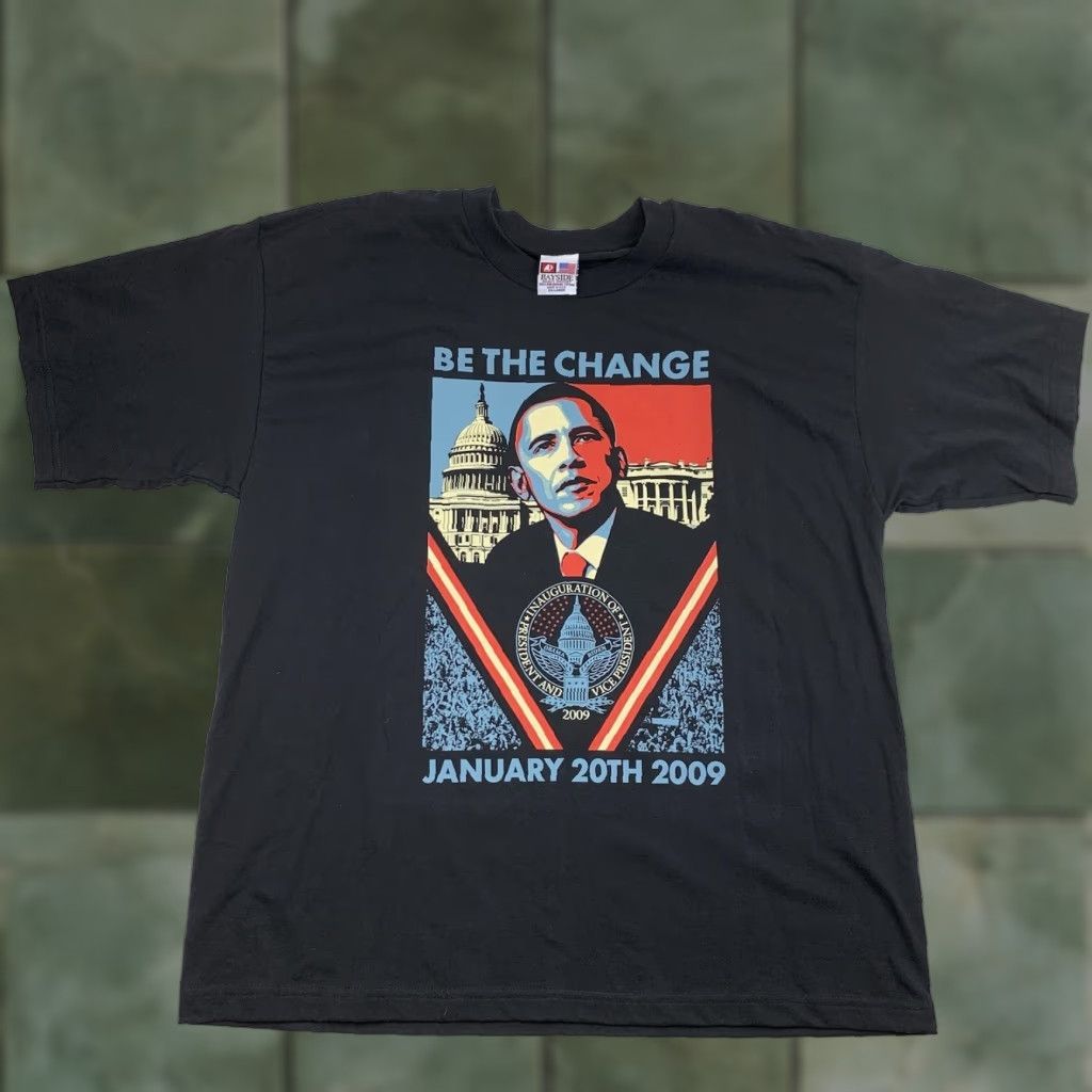 Vintage Obama Shirt Adult 2XL Black 2009 Campaign President Washington DC Capital Change Bayside T-Shirt Men Crew Neck Short Sleeve Size US XXL / EU 58 / 5 - 1 Thumbnail