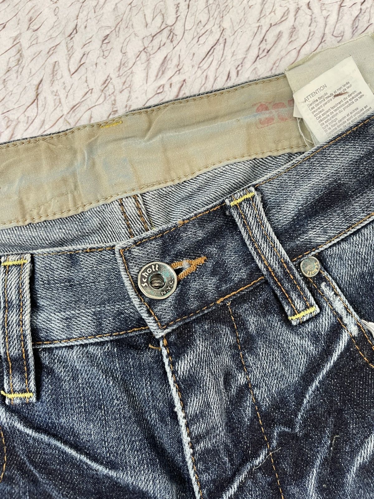 Schott Schott NYC vintage buckle back faded distressed denim jeans Size US 30 / EU 46 - 10 Thumbnail