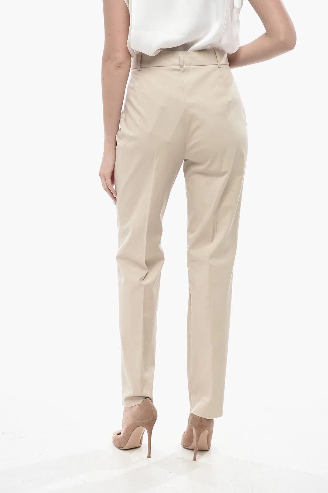 Max Mara og1mm0426 Stretch-Cotton Chino Pant in Beige Size 32" / US 10 / IT 46 - 4 Thumbnail