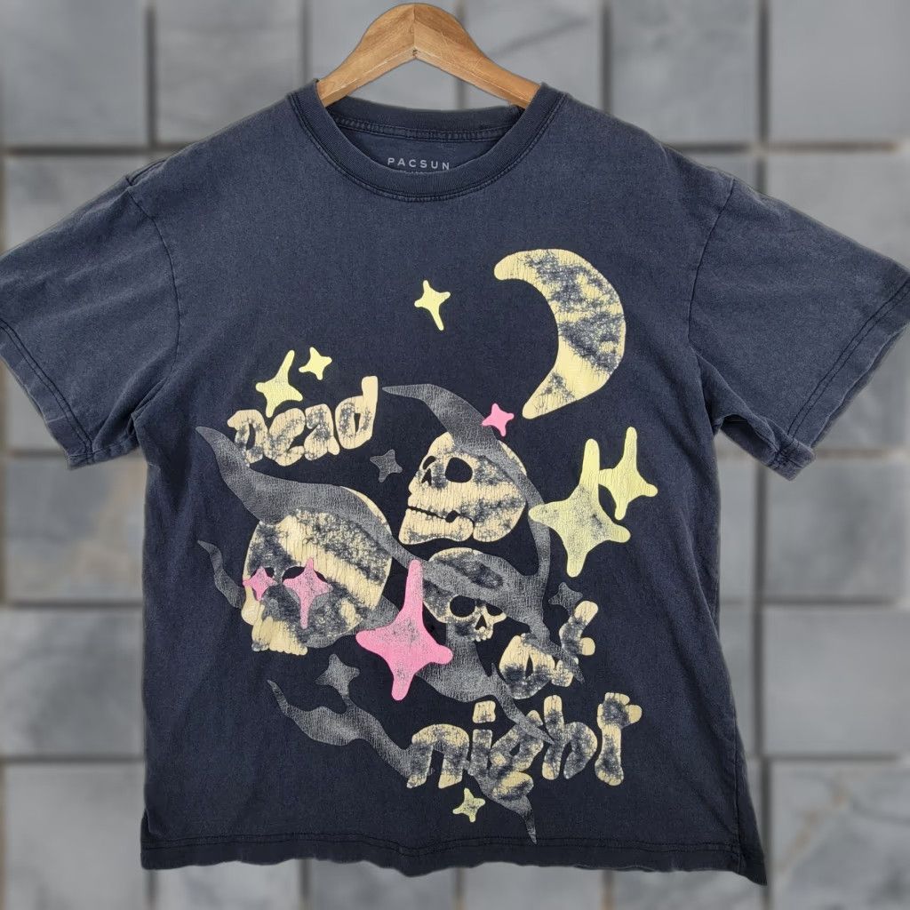 Pacsun PACSUN Dead Of Night Graphic Oversized T-Shirt Mens Washed Black M Size Short Sleeve Shirt Size US M / EU 48-50 / 2 - 1 Thumbnail