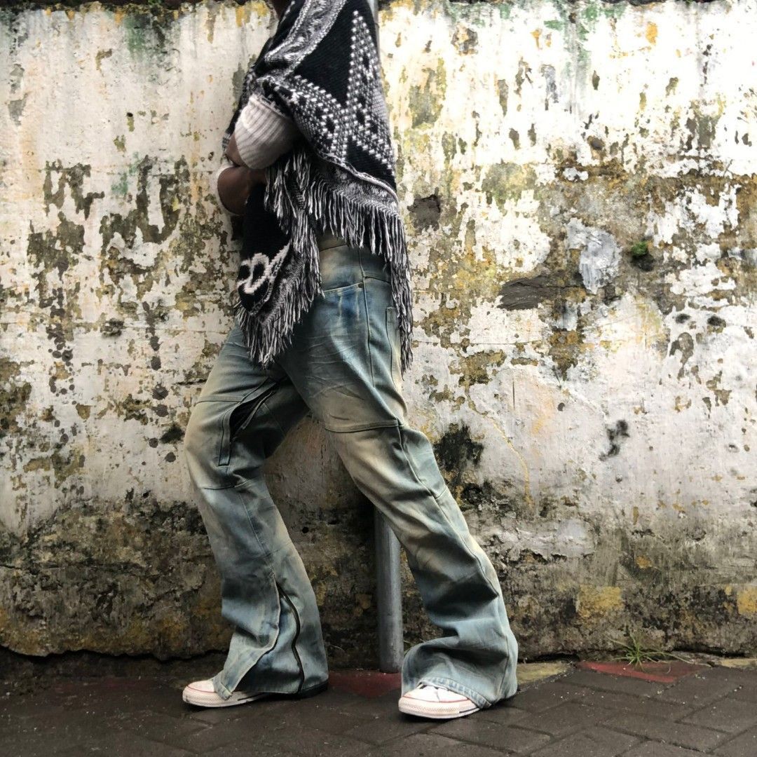 image of Hysteric Glamour x Tornado Mart Flarejpnese Jeans Flare Denim Nice Design in Blue Wash (Size 36)