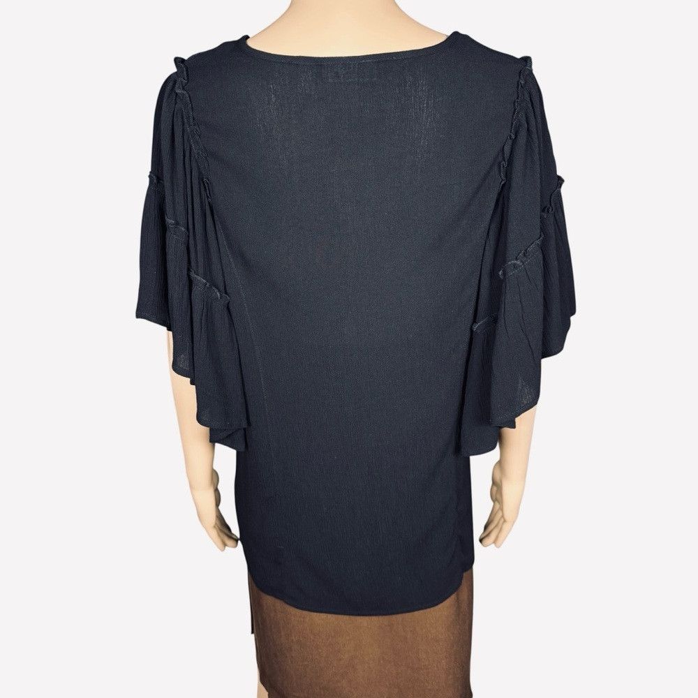 Other New Susan Graver Rayon Crepe Flutter Sleeve Black Tunic A48 Size S / US 4 / IT 40 - 5 Thumbnail
