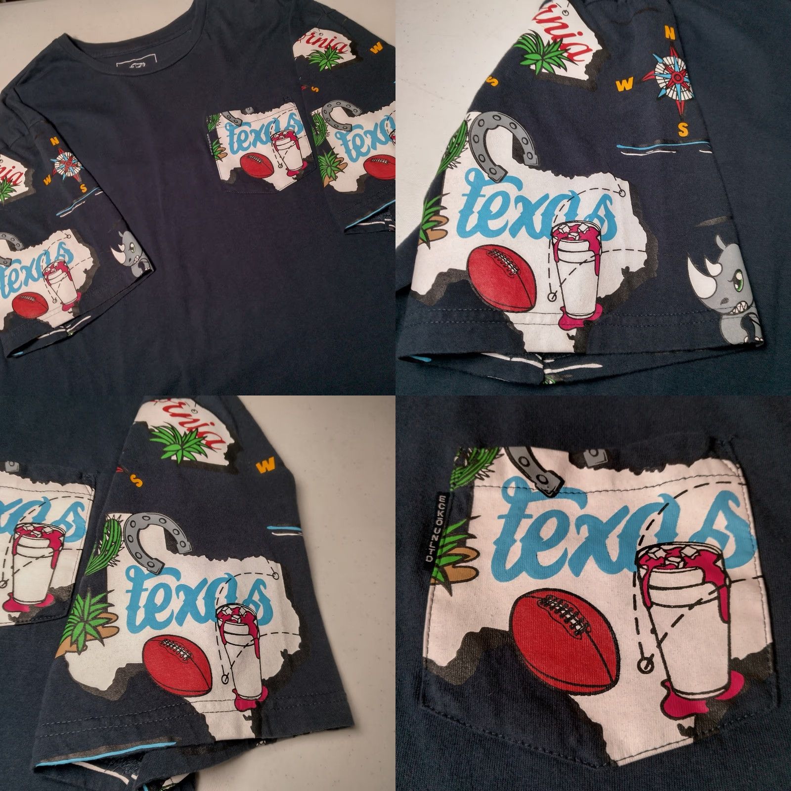 Ecko Unltd. ECKO UNLTD Shirt Men XXL Texas State Blue Cactus Rhino Graphic Streetwear T-Shirt Size US XXL / EU 58 / 5 - 10 Thumbnail
