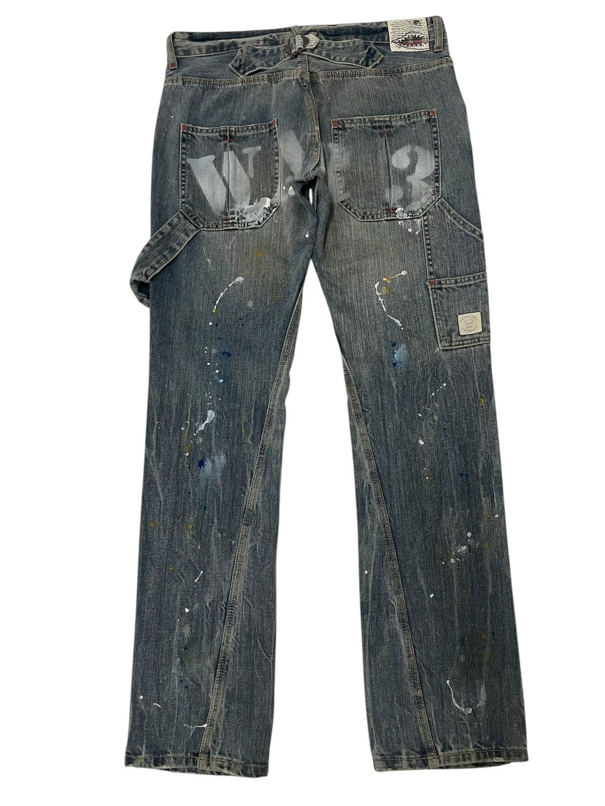 Japanese Brand × PPFM × Seditionaries Offer☄️PPFM carpenters paint splatter buckle back denim jeans Size US 32 / EU 48 - 4 Thumbnail