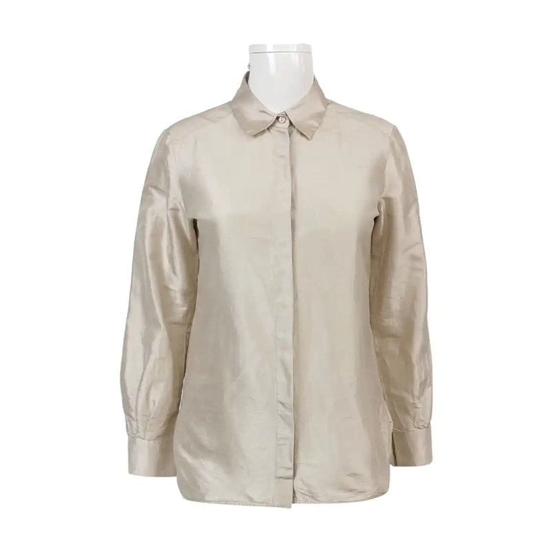 Max Mara MaxMara Silver Silk Shirt for Women 0089 Size XS / US 0-2 / IT 36-38 - 1 Thumbnail