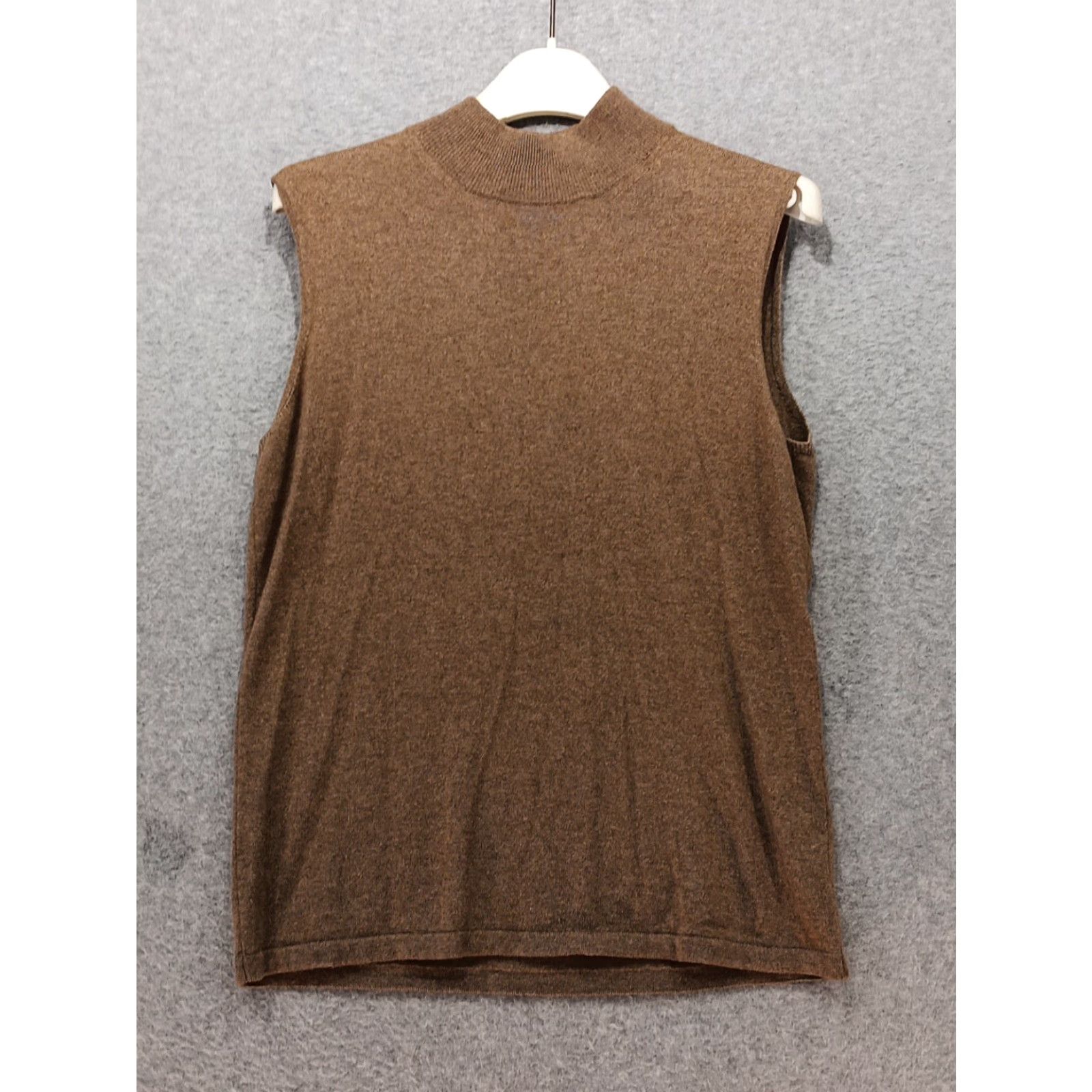 Escada VINTAGE Escada Blouse 42 Brown Sleeveless Silk Wool Cashmere Dressy Elegant Mock Neck Pullover Women 90s Bohemian City Classic Designer Size M / US 6-8 / IT 42-44 - 2 Thumbnail