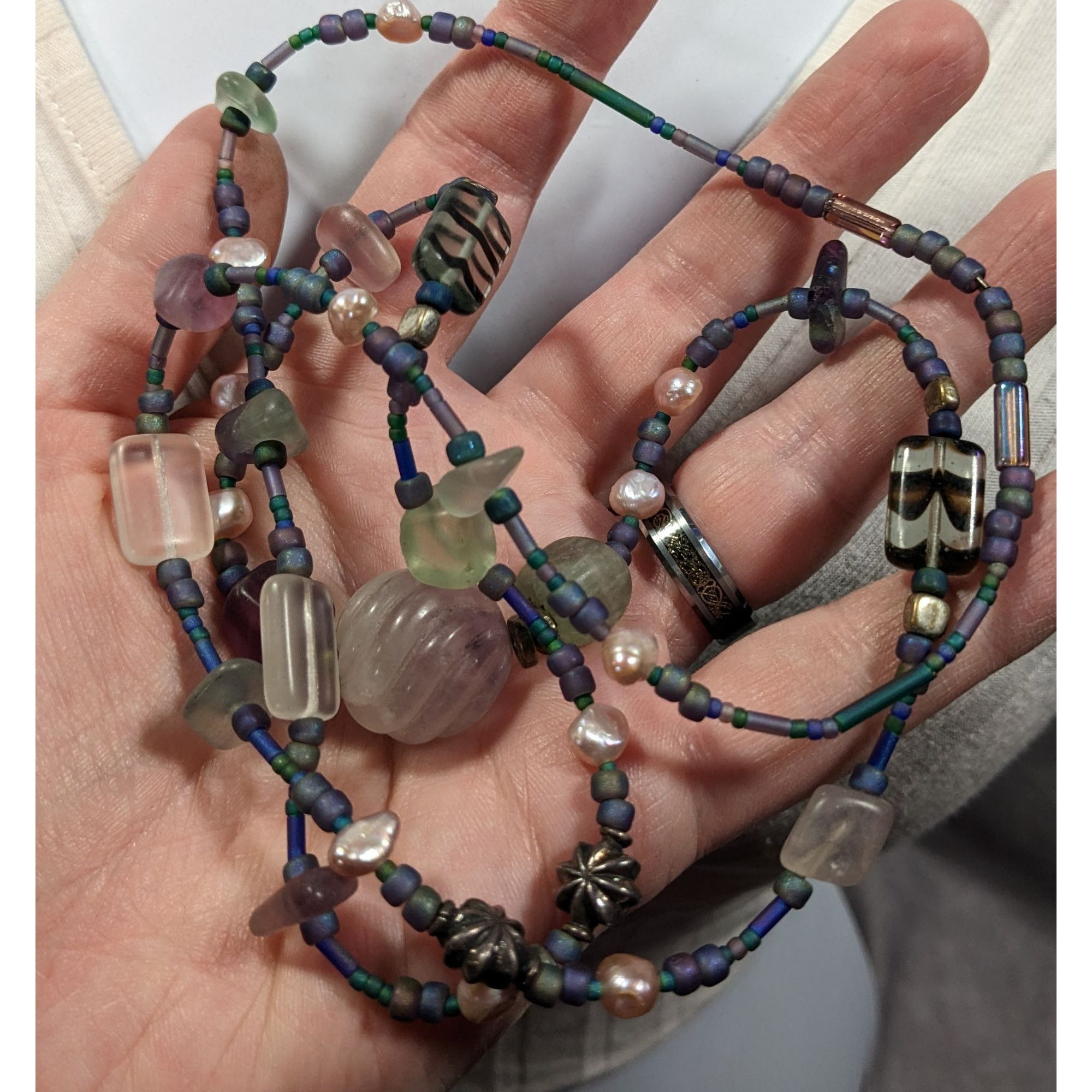 Other Mermaidcore Pastel Frosted Glass Pearl And Gemstone Beaded N Size ONE SIZE - 7 Thumbnail