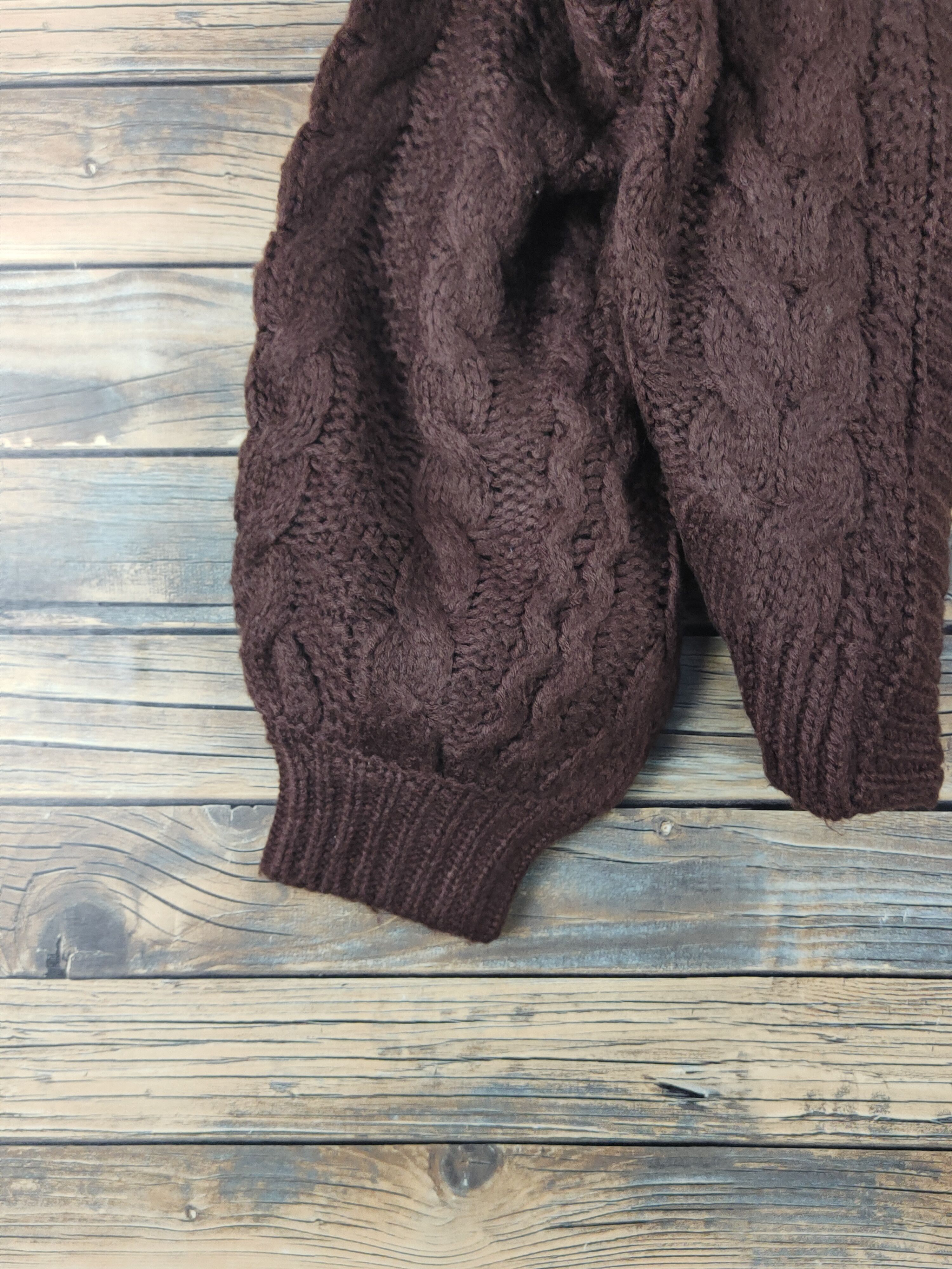 Aran Isles Knitwear Earth Music&Ecology Brown Knitwear Crop Tops Cardigan #W1743 Size L / US 10 / IT 46 - 4 Thumbnail