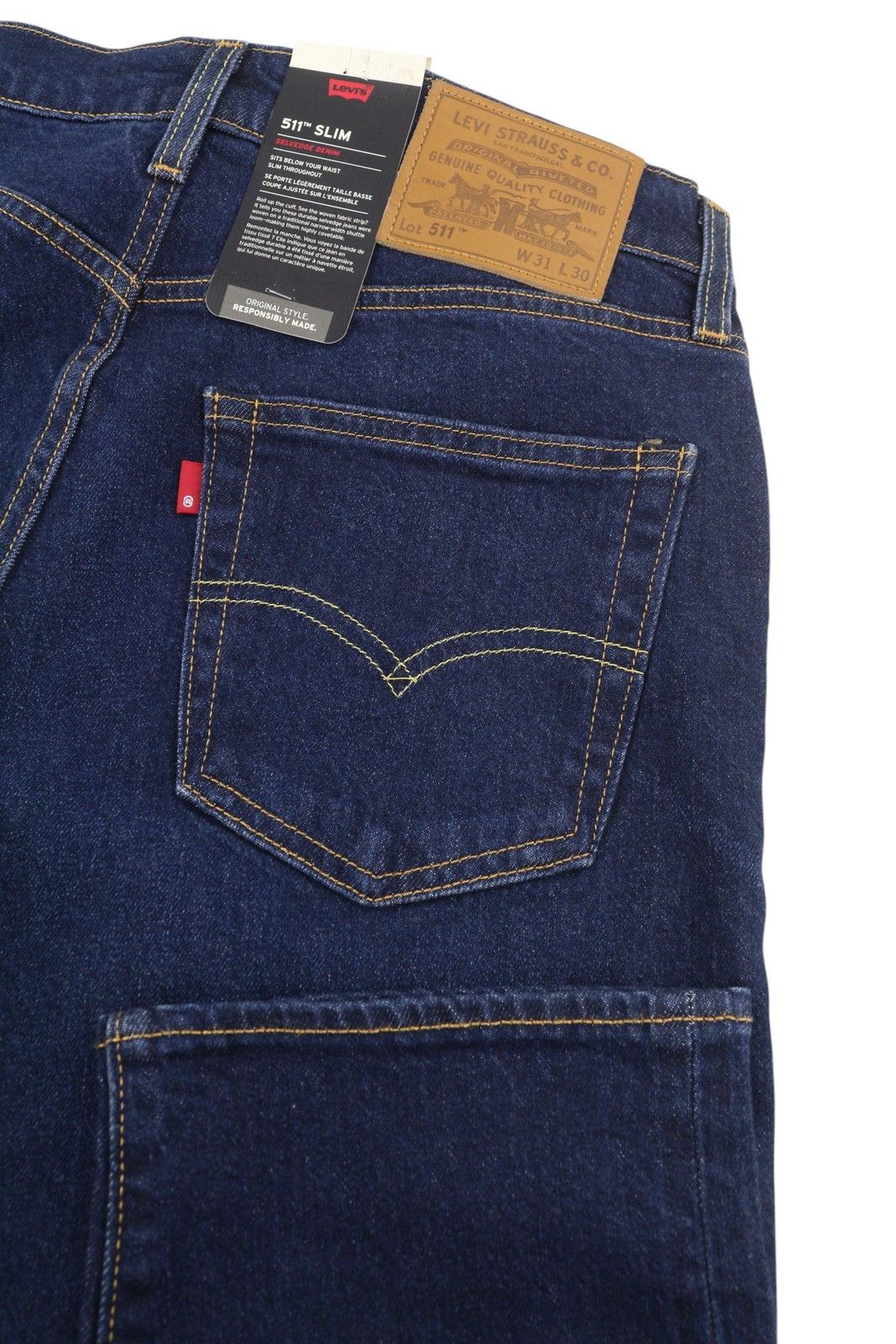 Levi's 511 W31/L30 Selvedge Slim Zip Faded Blue Jeans 87065 Size US 31 - 6 Thumbnail