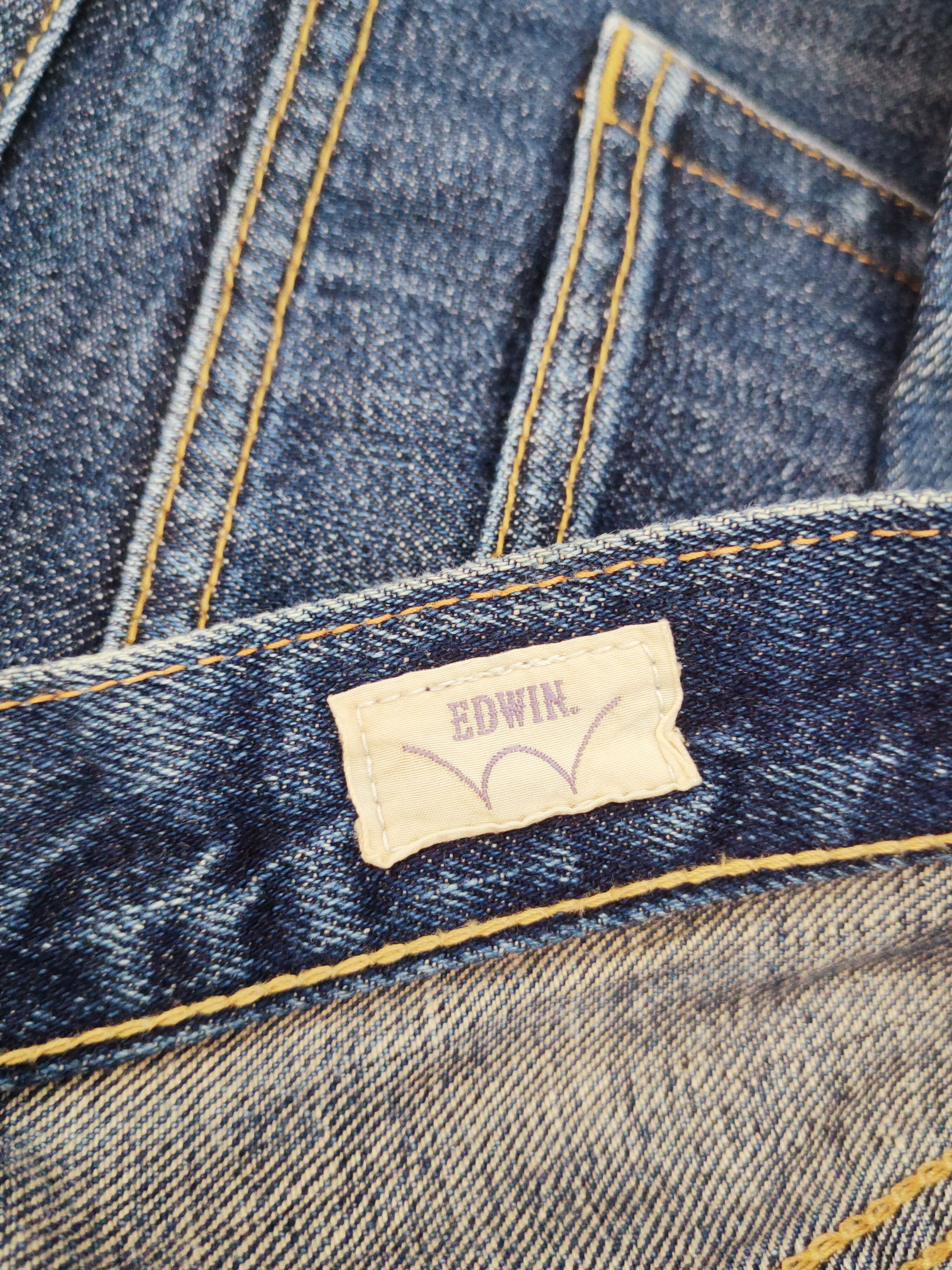 Edwin Edwin japan denim Dark Blue Distressed Ripped Jeans #W949 Size US 31 - 17 Thumbnail