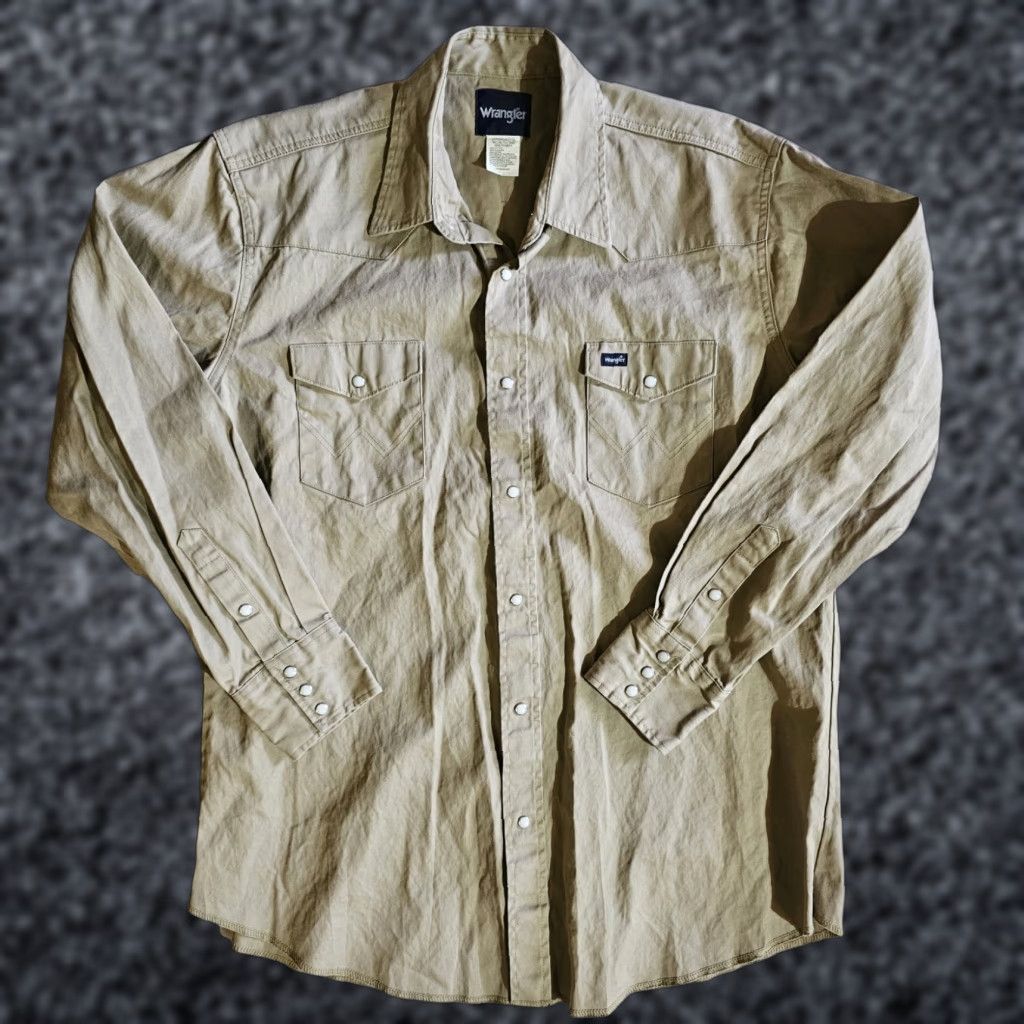 Wrangler VINTAGE Wrangler Khaki Pearl Snap Heavy Canvas Western Work Shirt Mens 2XL Tall Size 2XLT N/A Size US XXL / EU 58 / 5 - 1 Thumbnail