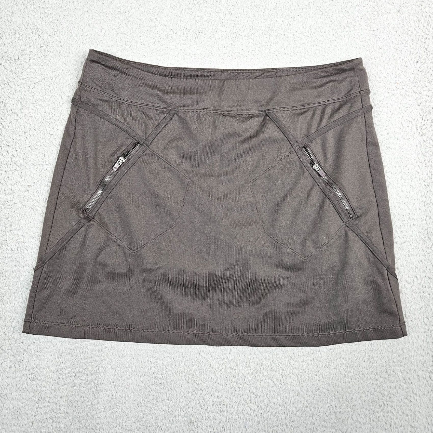 Athleta Athleta Skort Women Brown Gray Pockets Zipper Size L Short Spring Summer Casual Size 36" / US 14 / IT 50 - 2 Thumbnail