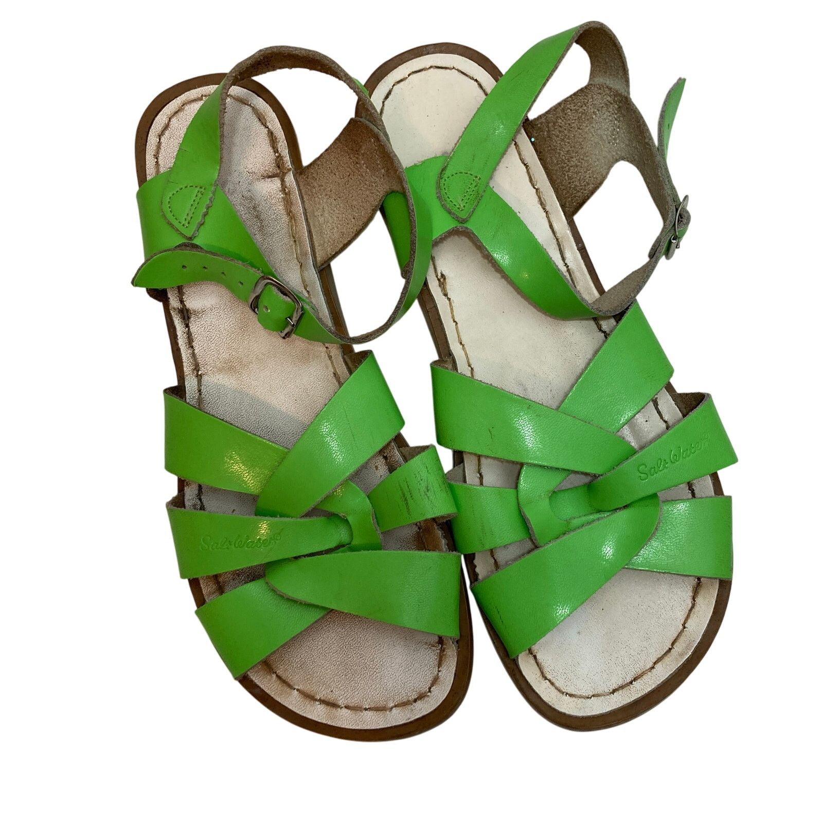 Salt Water Sandals By Hoy Original Leather Swim Water Shoes in Green, Women's (Size 8)