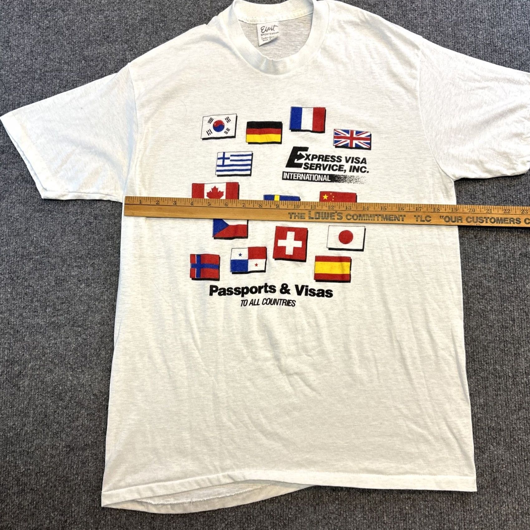 Vintage VINTAGE Ebert Sportswearvisas And Passports T Shirt Men’s XL White Graphic Trace Mens XL White T Shirt Size US XL / EU 56 / 4 - 4 Thumbnail