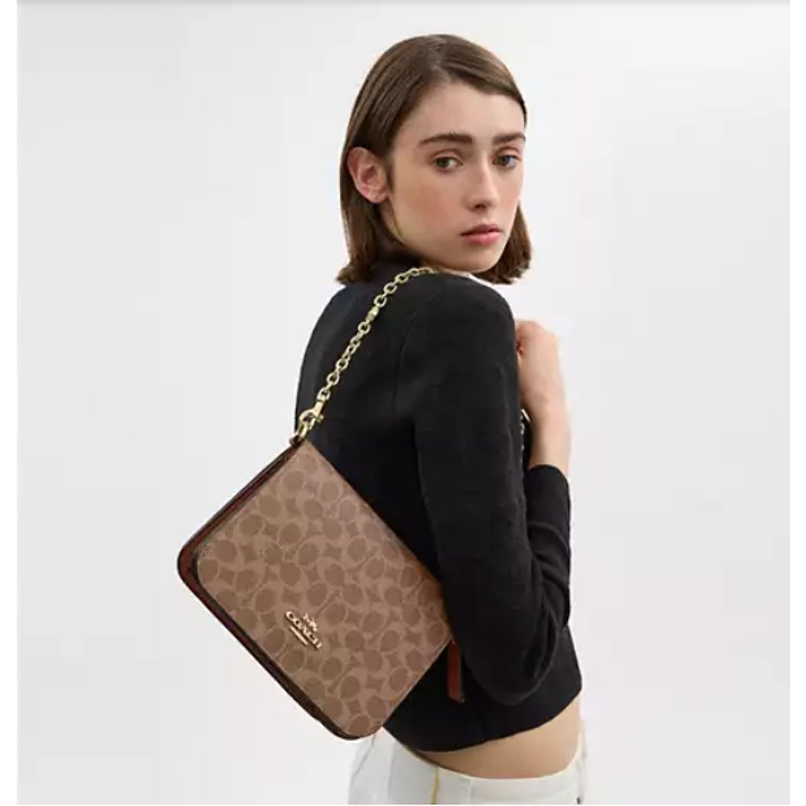 Coach Coach Quinn Bag Signature Canvas Floral Chain In Tan/Brown Size ONE SIZE - 5 Thumbnail