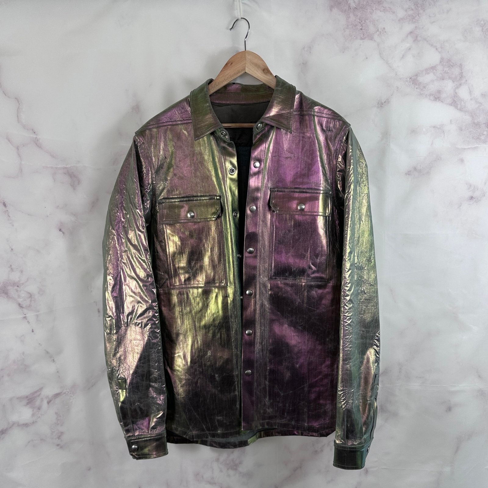 Rick Owens Rick Owens S/S20 Iris Shiny Denim Outershirt Size US L / EU 52-54 / 3 - 1 Thumbnail