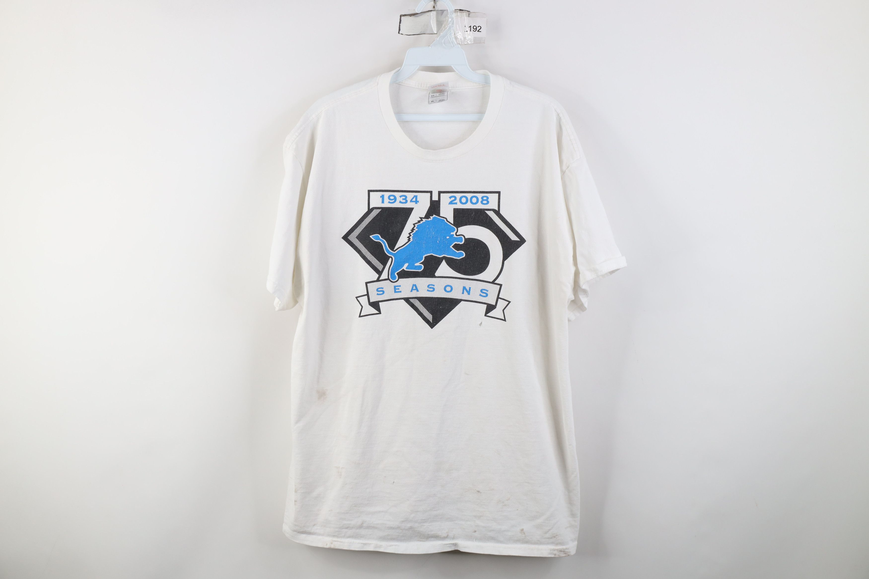 Vintage Vintage Y2K 2008 75 Seasons Detroit Lions Football T-Shirt Size US XL / EU 56 / 4 - 1 Thumbnail