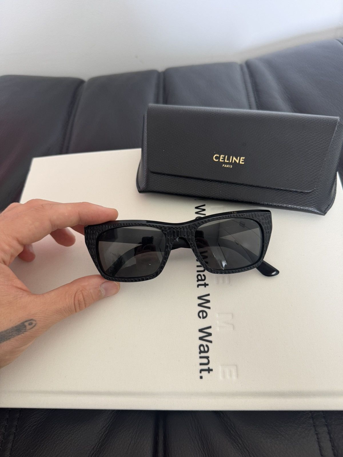Celine Celine Paris Sun Glasses Black Designer Glasses Snake Size ONE SIZE - 2 Thumbnail