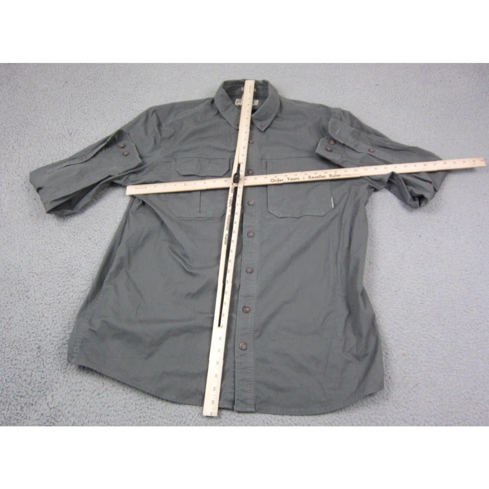 Vintage Duluth Shirt Mens XLT Gray Canvas Heavy Cotton Polyester Button-Up Western 90s Outdoor Pockets Short/Long Sleeve Size US XL / EU 56 / 4 - 7 Thumbnail