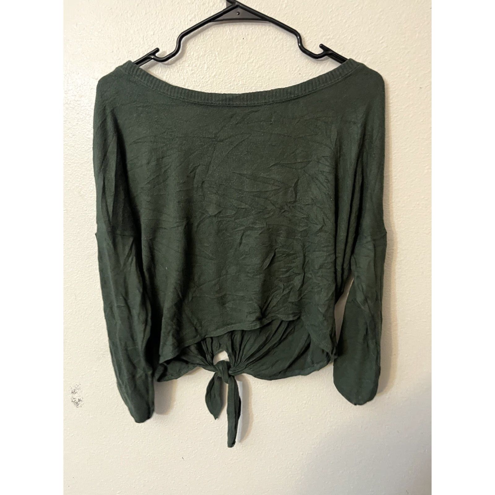 Abercrombie & Fitch Abercrombie & Fitch Blouse Tie Front Cotton Blend Size S Green Womens Size S / US 4 / IT 40 - 3 Thumbnail