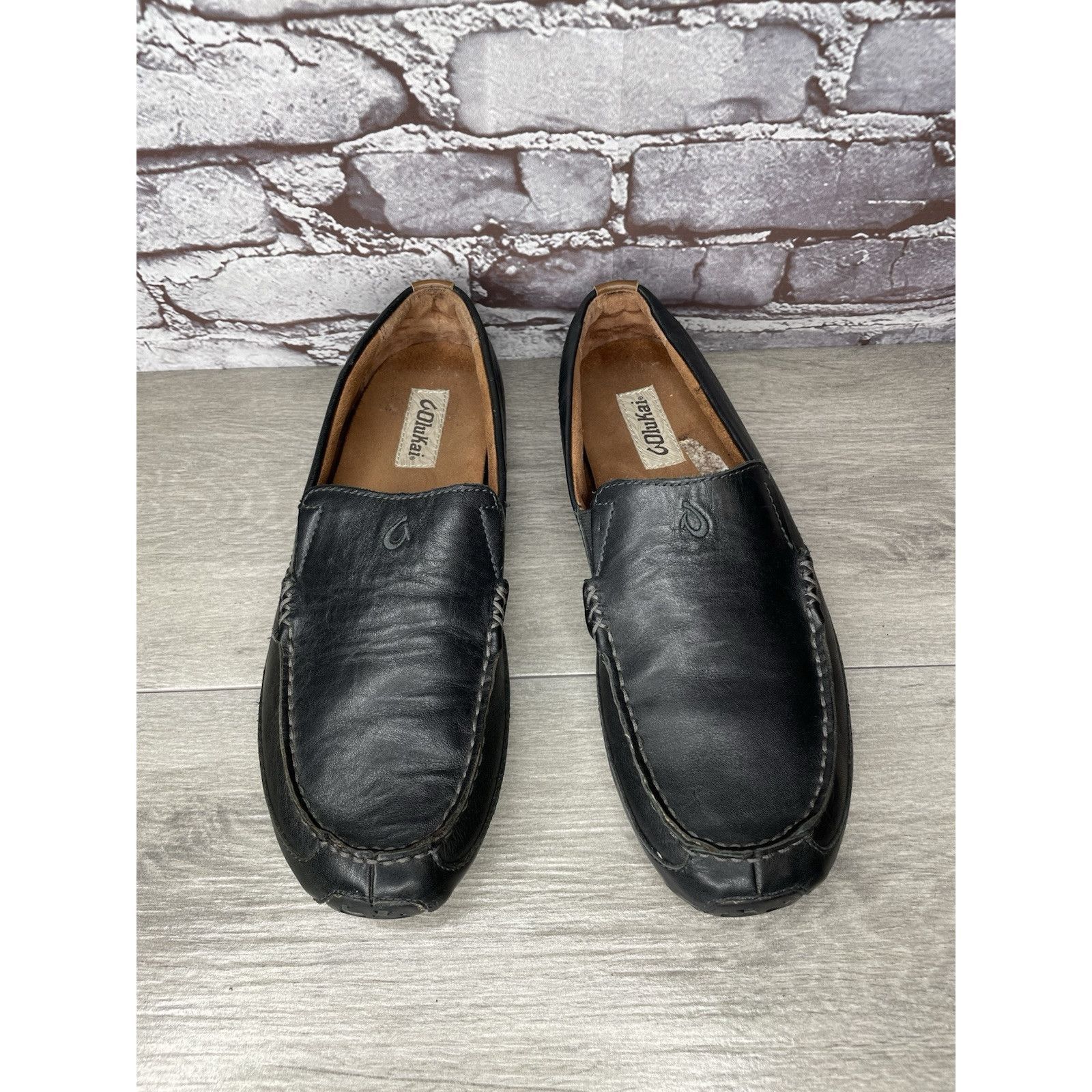 Olukai Olukai Akepa Moc Slip On Loafers Men's size 10.5 Black Leath Size US 10.5 / EU 43-44 - 4 Thumbnail