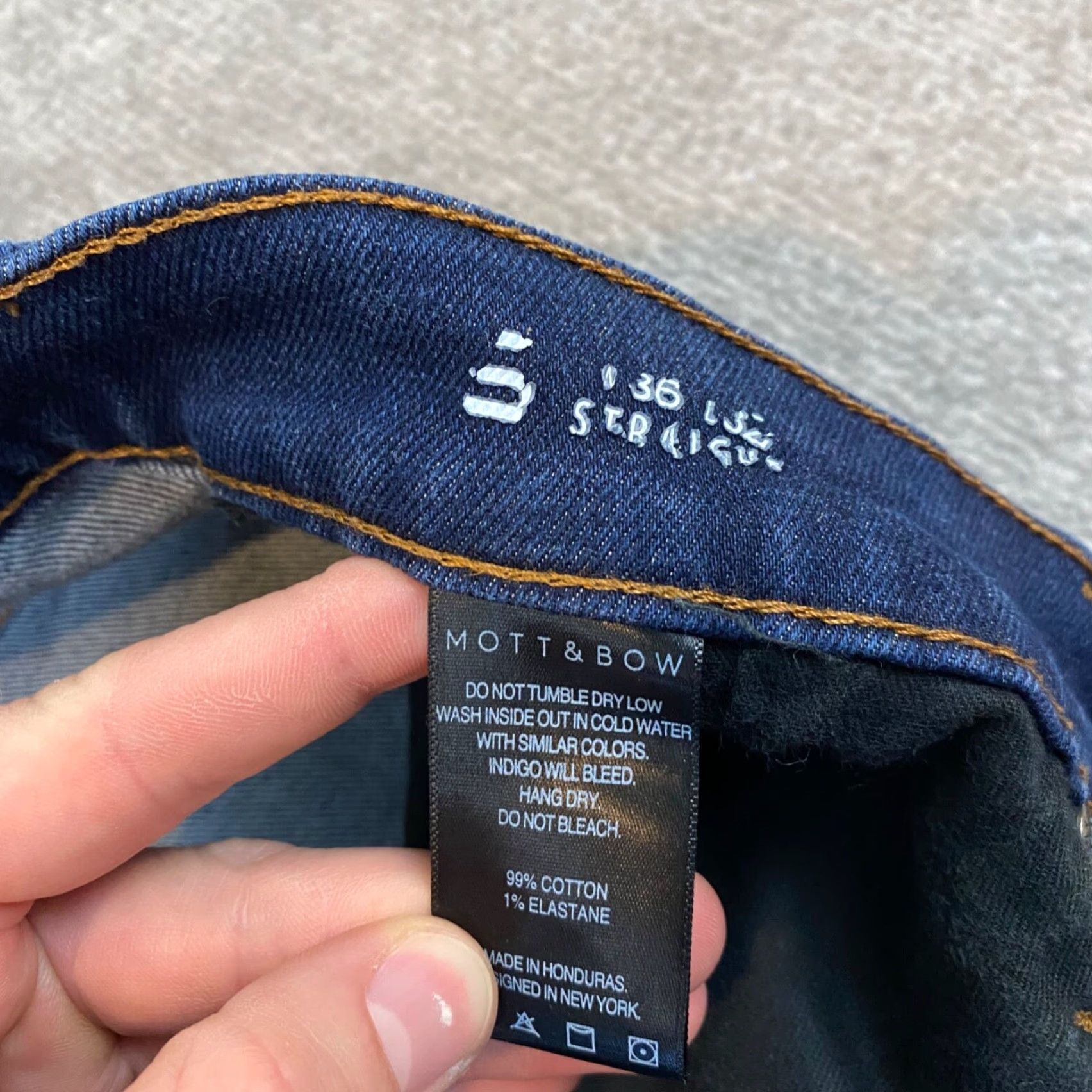 Mott & Bow MOTT & BOW Jeans Men 36x32 Straight Dark Blue Light Wash Denim Stretch 5-Pocket Regular Belt Loops Mid Rise Blue Vintage? No. Size US 36 / EU 52 - 3 Thumbnail