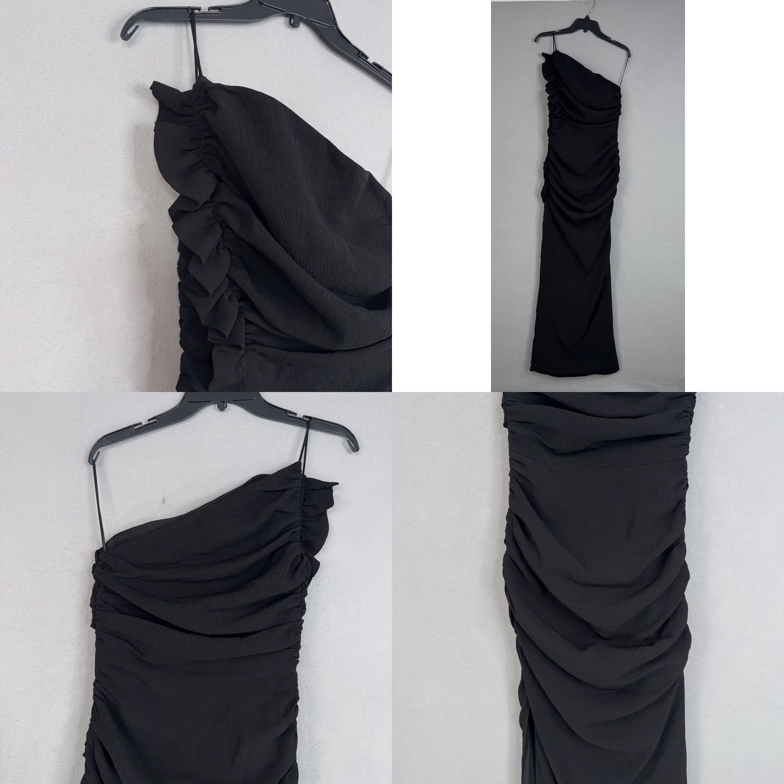 Vintage VINTAGE Talulah Dress Womens XS Black One Shoulder Ruched Maxi Gown Formal Evening NWT Size XS / US 0-2 / IT 36-38 - 8 Thumbnail