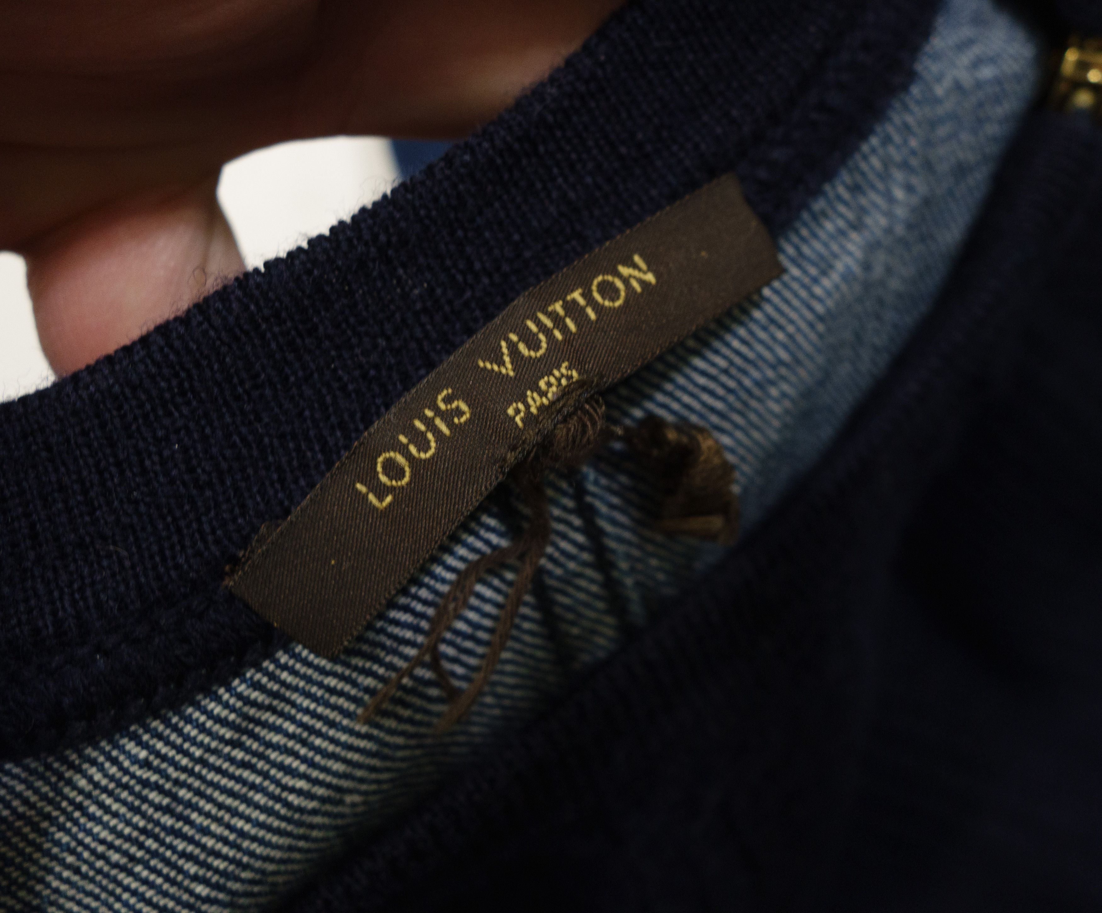 Louis Vuitton Block Knit Front Denim Asymmetric Shoulder Zip Sweatshirt Size M / US 6-8 / IT 42-44 - 9 Thumbnail