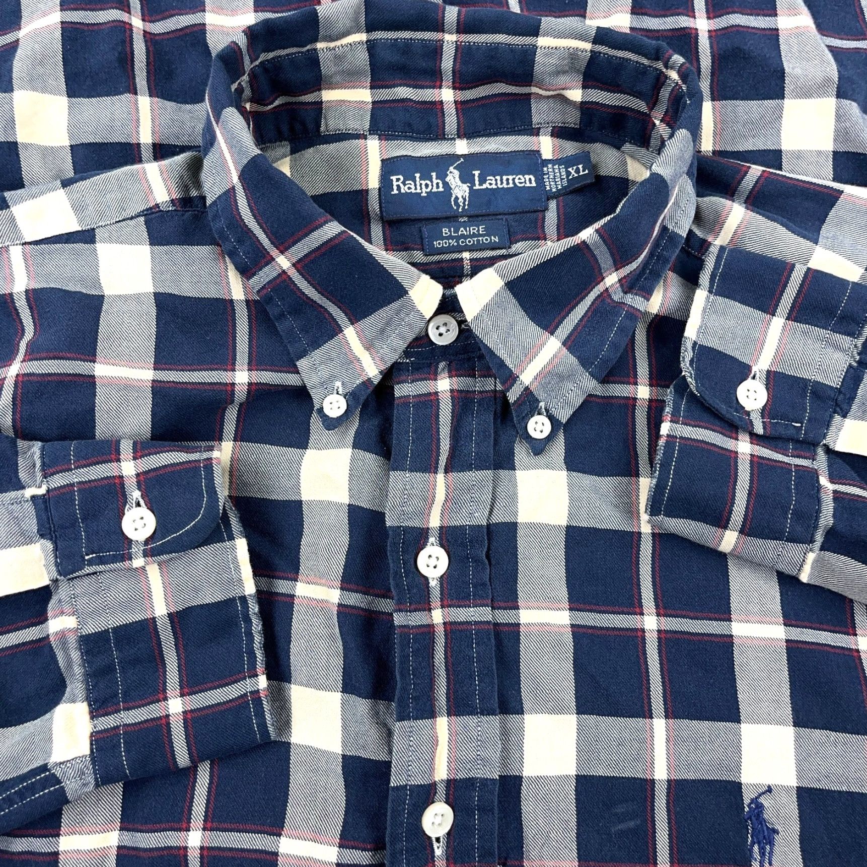 Ralph Lauren Ralph Lauren Blaire Button-Up Shirt Men XL Blue Plaid Flannel Casual Tall Shirt Size US XL / EU 56 / 4 - 2 Thumbnail