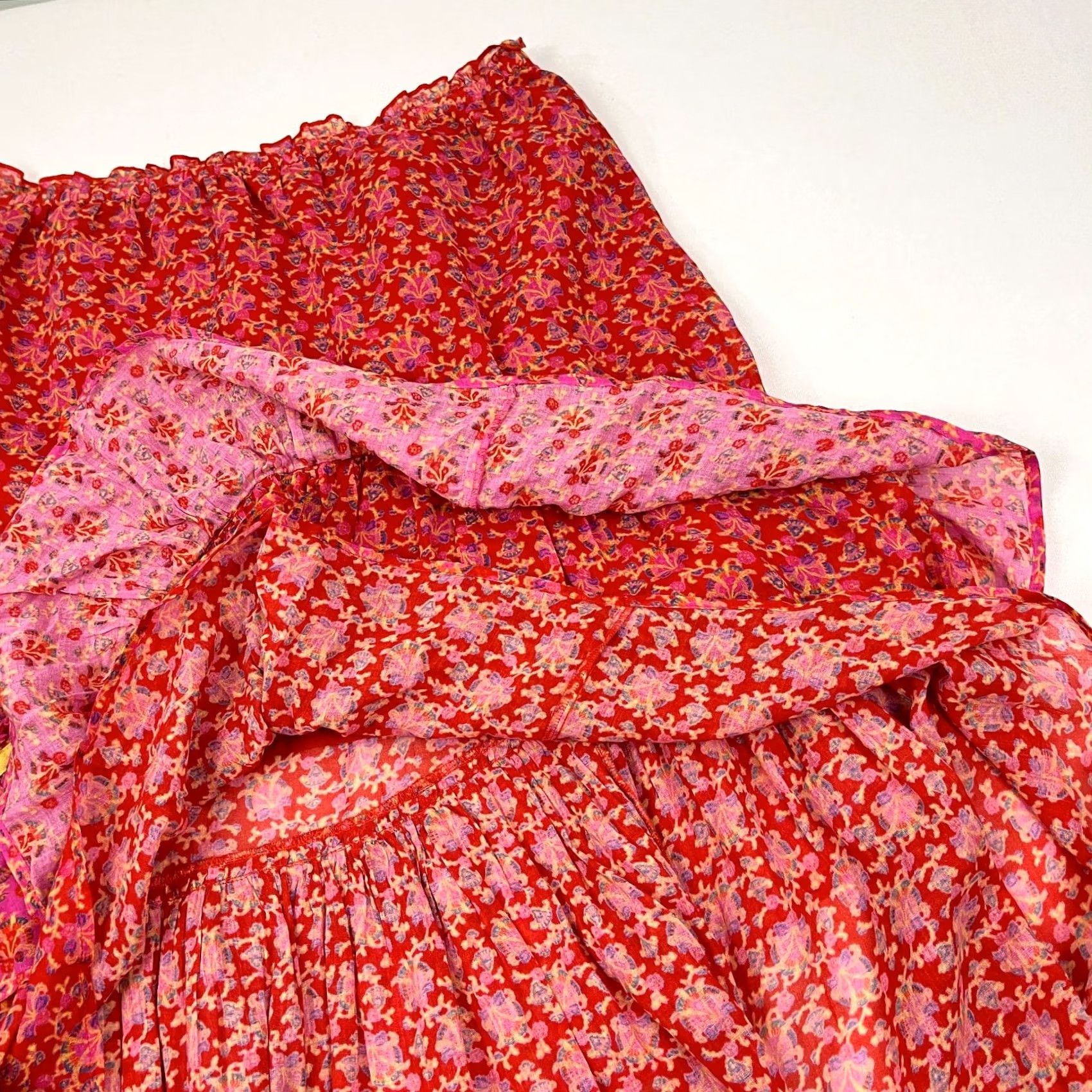 Vintage Sundance Nami Midi Skirt Womens PXL Floral Tiered Asymmetric Ruffle Elastic Boho Size 40" / US 18 - 5 Thumbnail