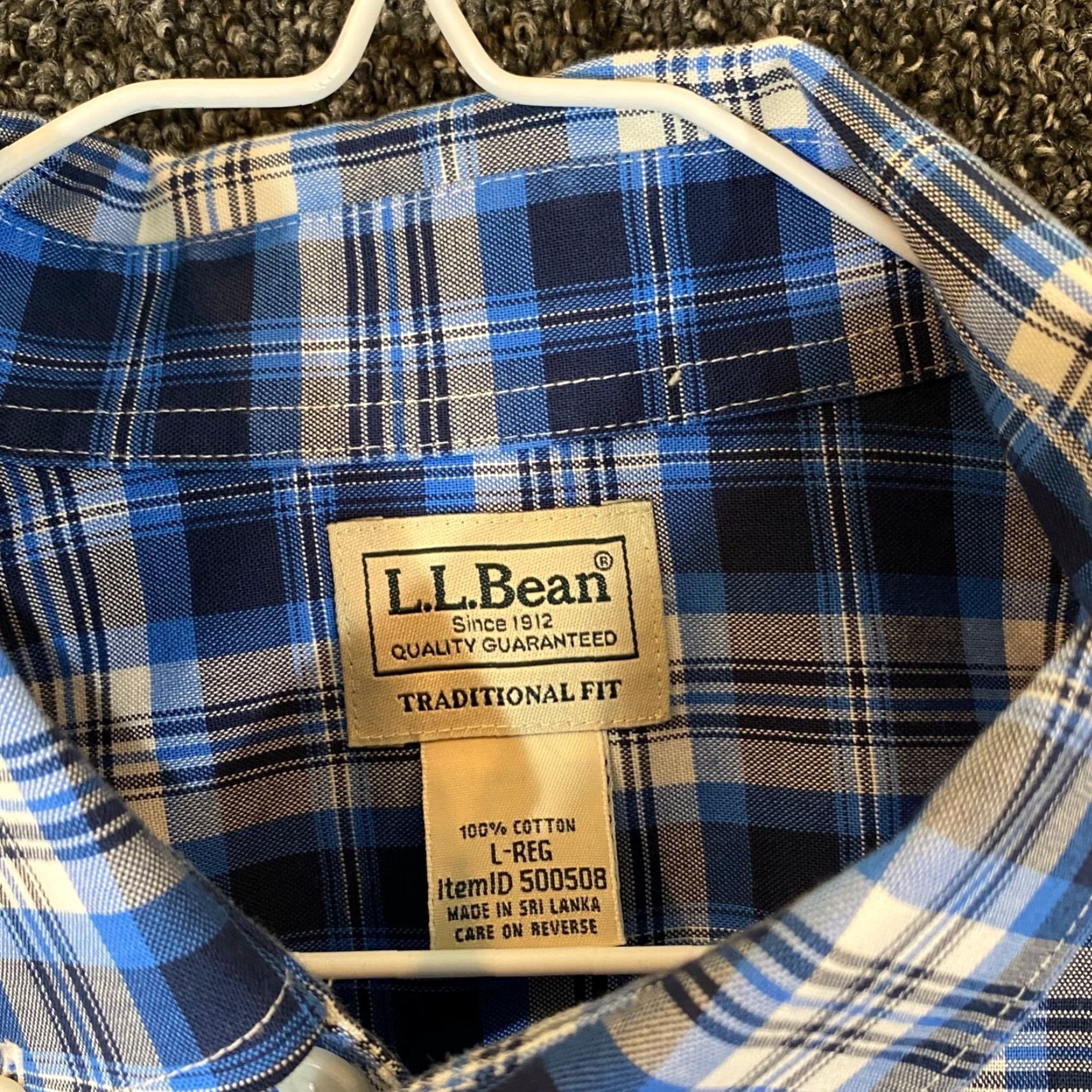 Vintage LL Bean Shirt Mens Large Blue Plaid Button Down Traditional Fit Outdoor Long Size US L / EU 52-54 / 3 - 3 Thumbnail