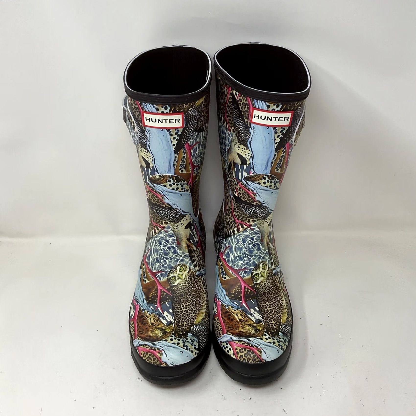 Hunter Womens Hunter & Matt Maitland Owl Print Rain Boots Sz 11 Size 5, Low Heel Boot, Outdoor Rubber Upper, Synthetic Insole Size US 5 / IT 35 - 4 Thumbnail