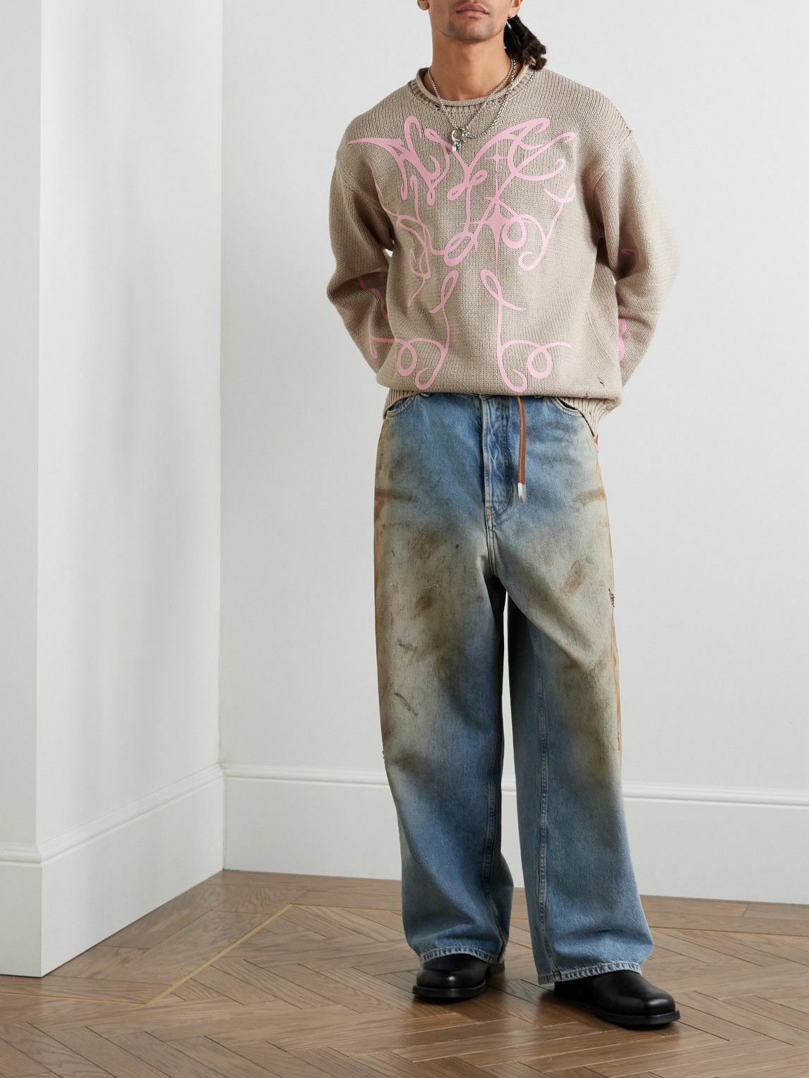 Acne Studios o1tko10924 Printed Jumper Sweater in Beige Size US S / EU 44-46 / 1 - 2 Thumbnail