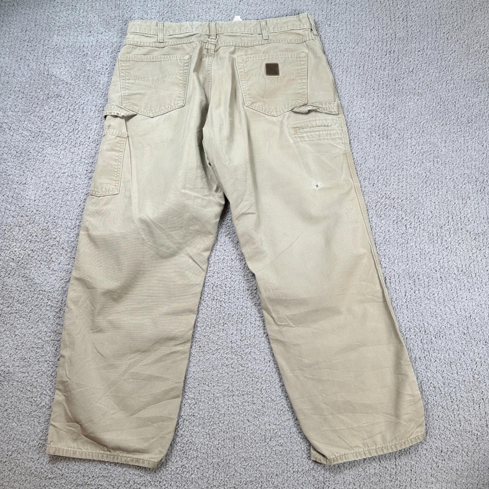 Carhartt Carhartt B159 Loose Fit Canvas Work Pants Men's 38x30 Khaki Size US 38 / EU 54 - 2 Thumbnail
