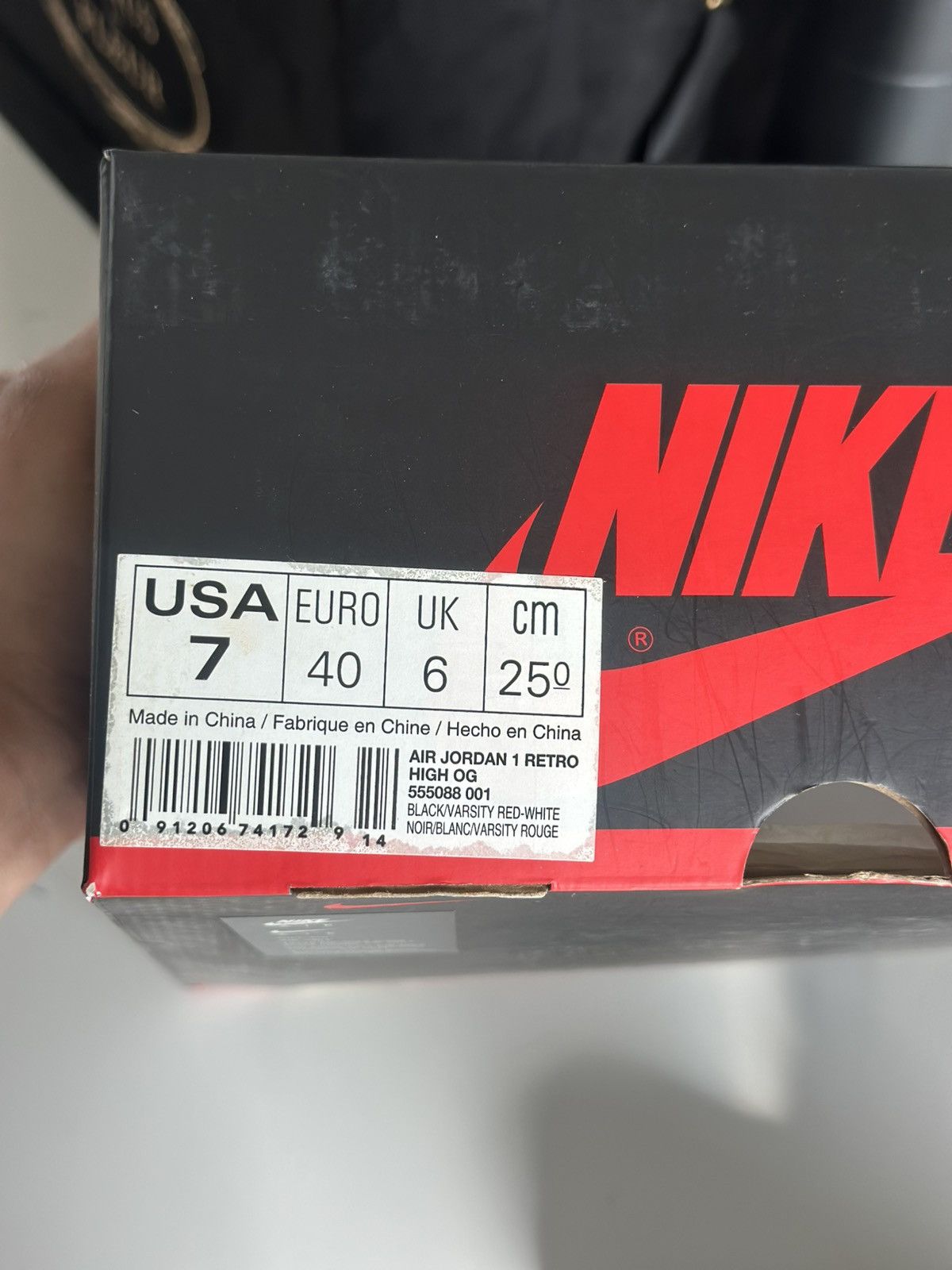 Nike Nike Air Jordan 1 Retro High Black Red Sneakers Size US 7 / EU 40 - 6 Thumbnail