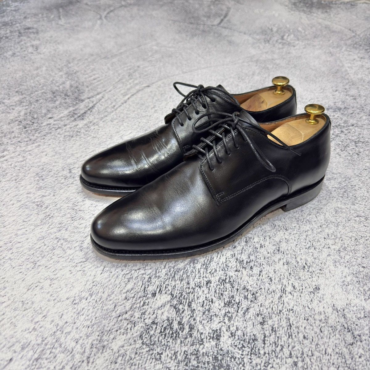 Handmade Prime Shoes Black Welted Leather Derbies US8.5 UK7.5 EU41.5 Size US 8.5 / EU 41-42 - 1 Thumbnail