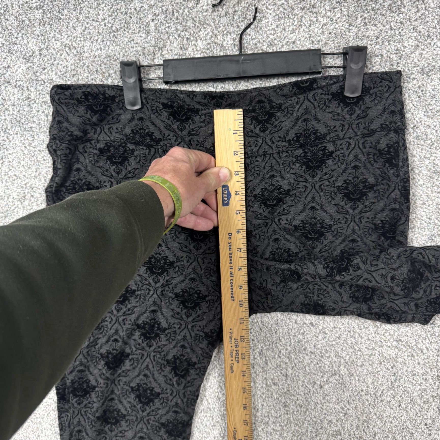 Vintage Zac & Rachel Pants L Black Floral Jacquard Ankle Stretch Pull On Elastic Waist Womens Tapered Inseam 24.5in Size 36" / US 14 / IT 50 - 5 Thumbnail