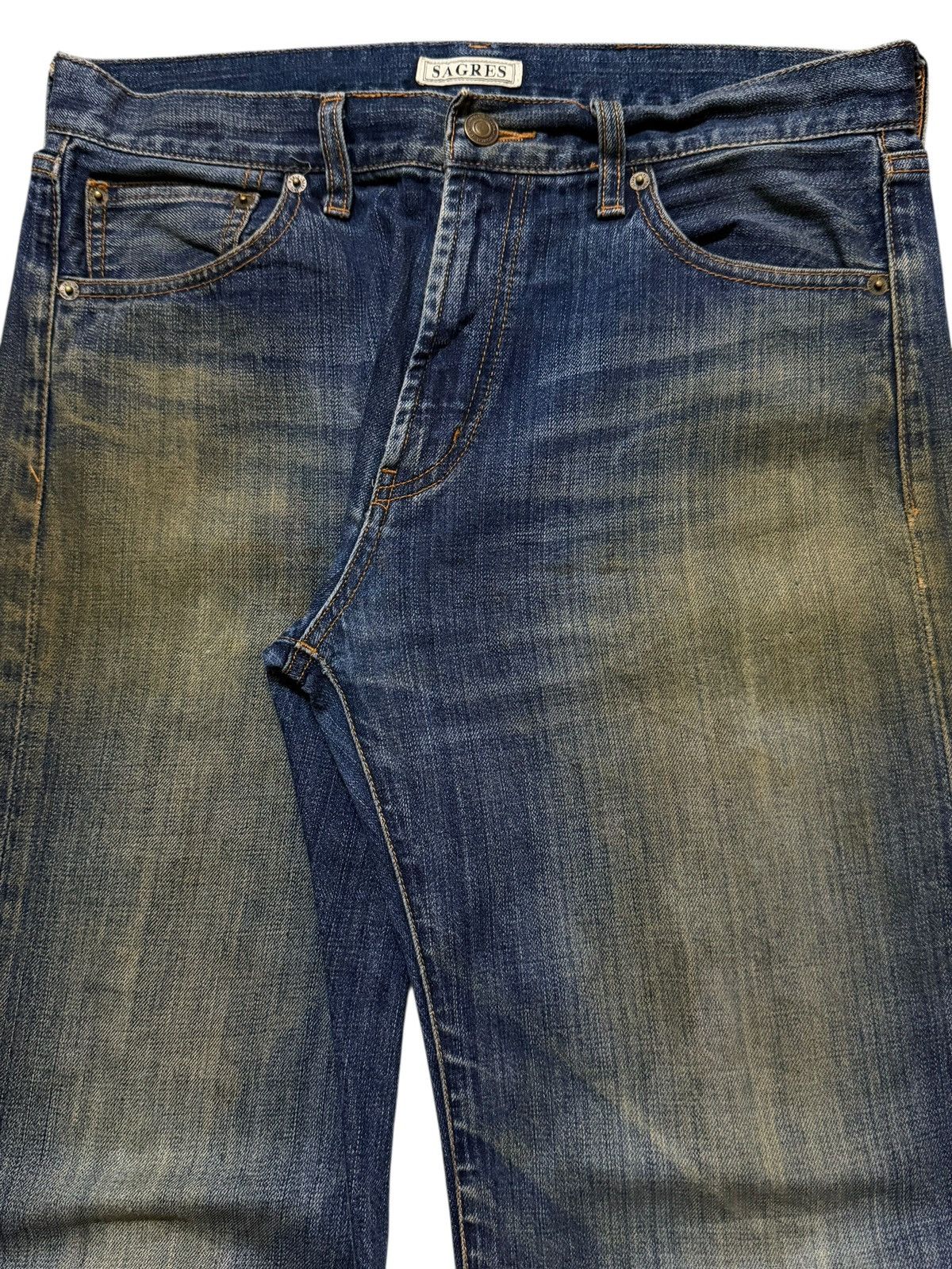 Helmut Lang Vintage Y2K Japanese Brand Blue Mud Wash Distress Straight Size US 32 / EU 48 - 3 Thumbnail