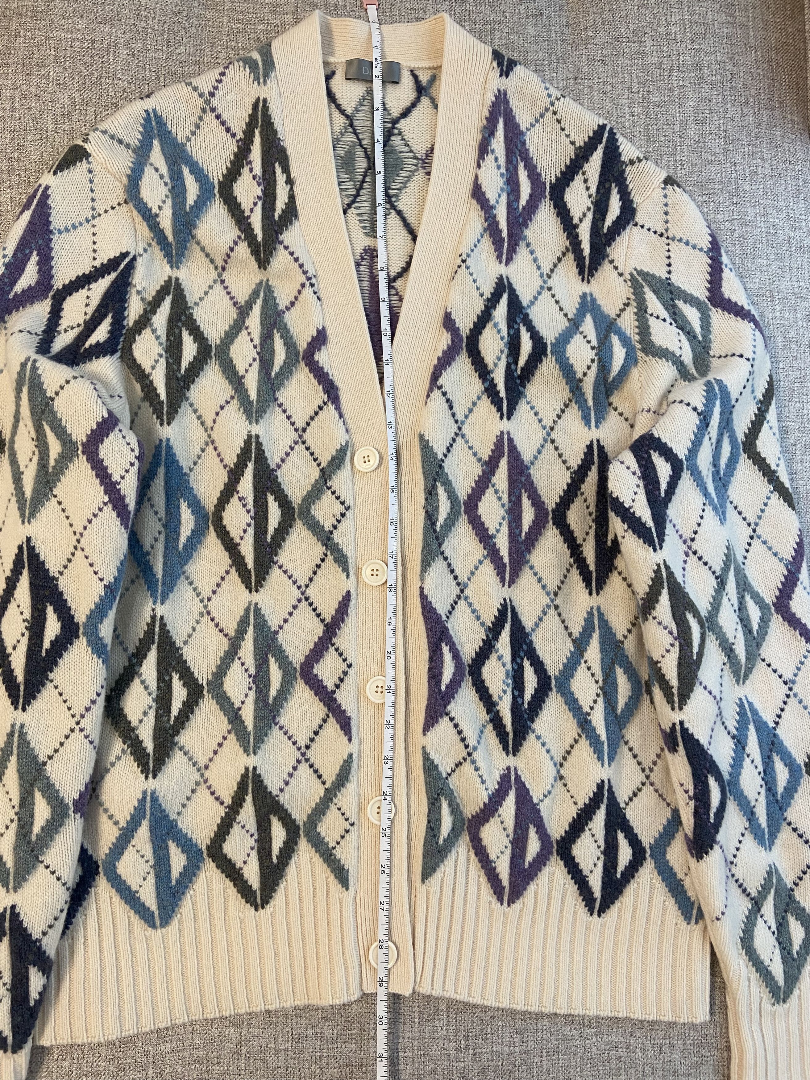 Dior Dior Men's diamond CD pattern wool cashmere cardigan Size US M / EU 48-50 / 2 - 8 Thumbnail