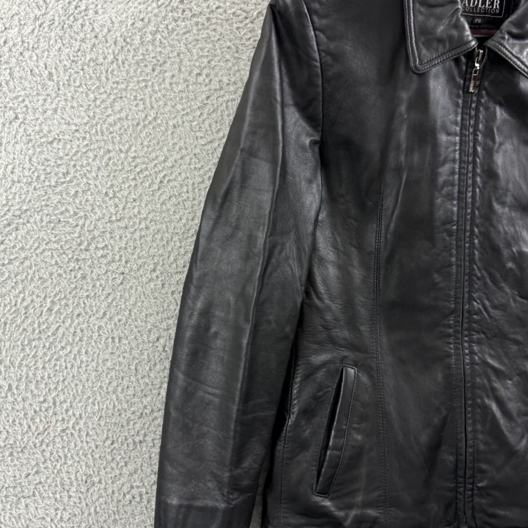 Skin VINTAGE Adler Collection Women's Small Petite Black Lamb Skin Leather Moto Biker Jacket Size S / US 4 / IT 40 - 4 Thumbnail