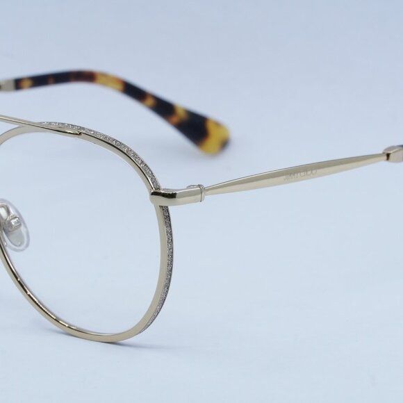 Jimmy Choo Jimmy Choo JC230 0J5G 00 Eyeglasses Gold 51mm Round Frame Size ONE SIZE - 4 Thumbnail