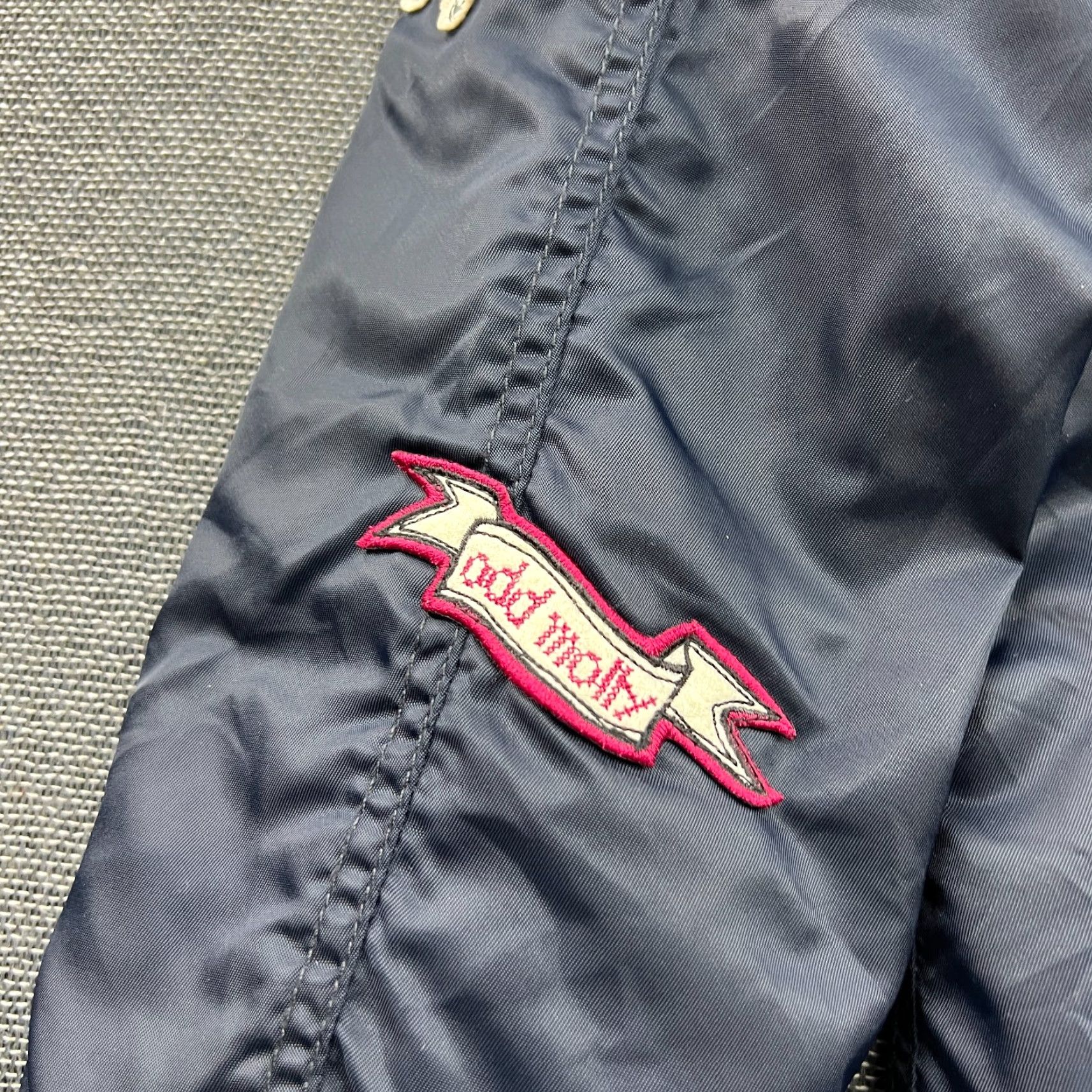 Vintage VINTAGE Odd Molly Womens Bomber Jacket Size 2 Patchwork Embroidered Blue Full Zip Navy Size XS / US 0-2 / IT 36-38 - 2 Thumbnail