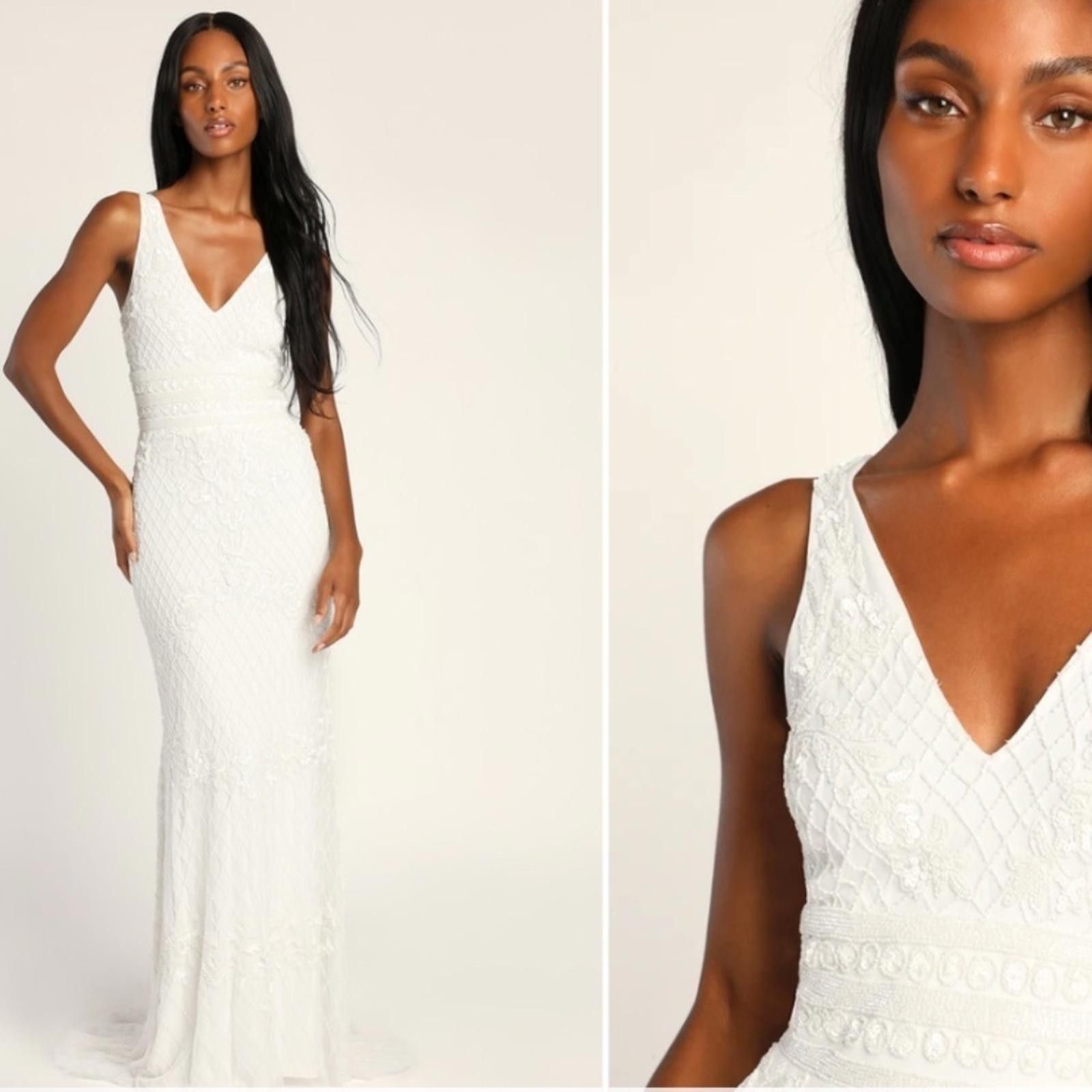 Lulus LULUS Bridal Wedding Elegant Floral Beaded Gown Size XS / US 0-2 / IT 36-38 - 1 Thumbnail